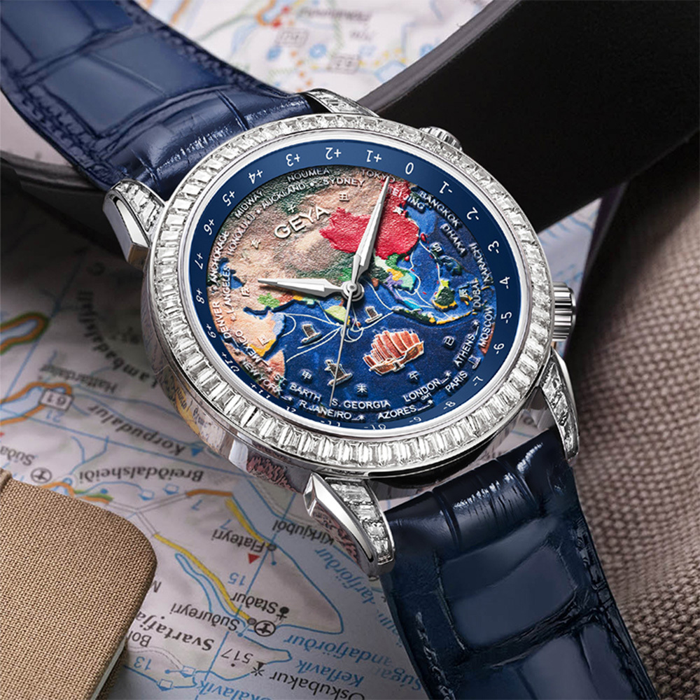 【GEYA格雅】航海家系列 航海船標錶蓋 附快拆真皮錶帶 機械錶  G78121