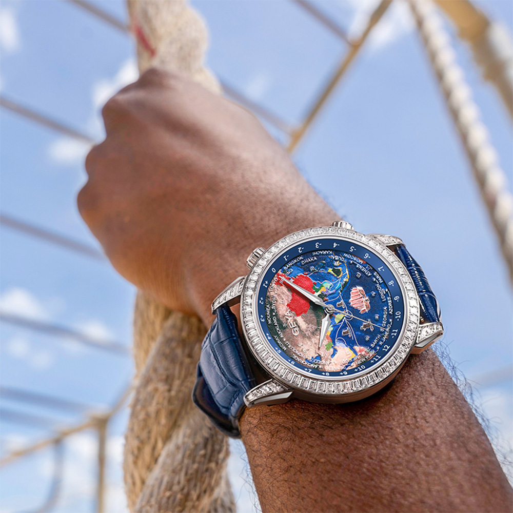 【GEYA格雅】航海家系列-世界時間錶 G78121GWB G78121GHB 航海船標錶蓋 附快拆真皮錶帶 機械錶