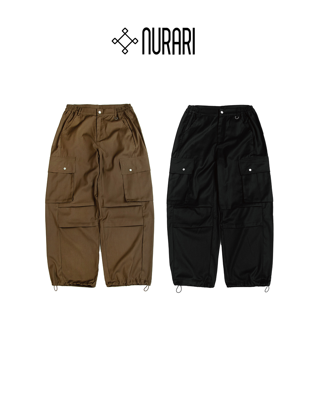 NURARI 暗部傘兵長褲 黑/深棕 24 A/W Civ. Surrealisme anbu parachute pants