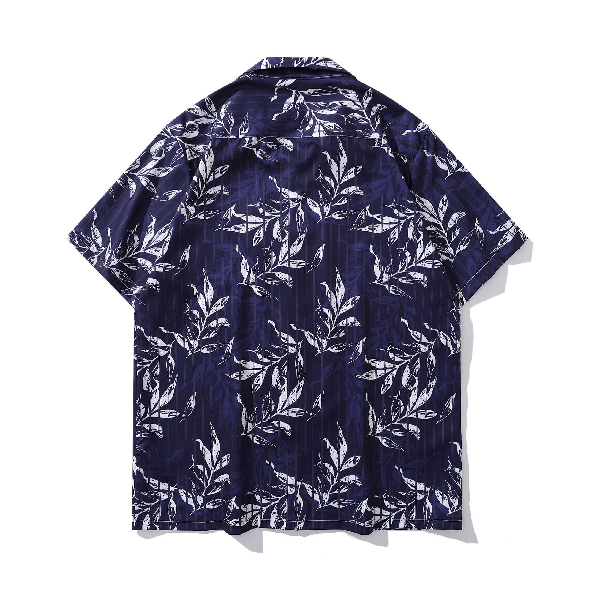 花襯衫 古巴領 藍白葉 復古