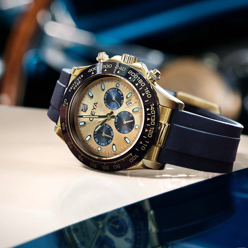 (預購)【GEYA格雅】超跑賽車系列 G78125GKYK 三眼 錶蓋鏤空 寶石軸承 日期 夜光 矽膠 機械 手錶