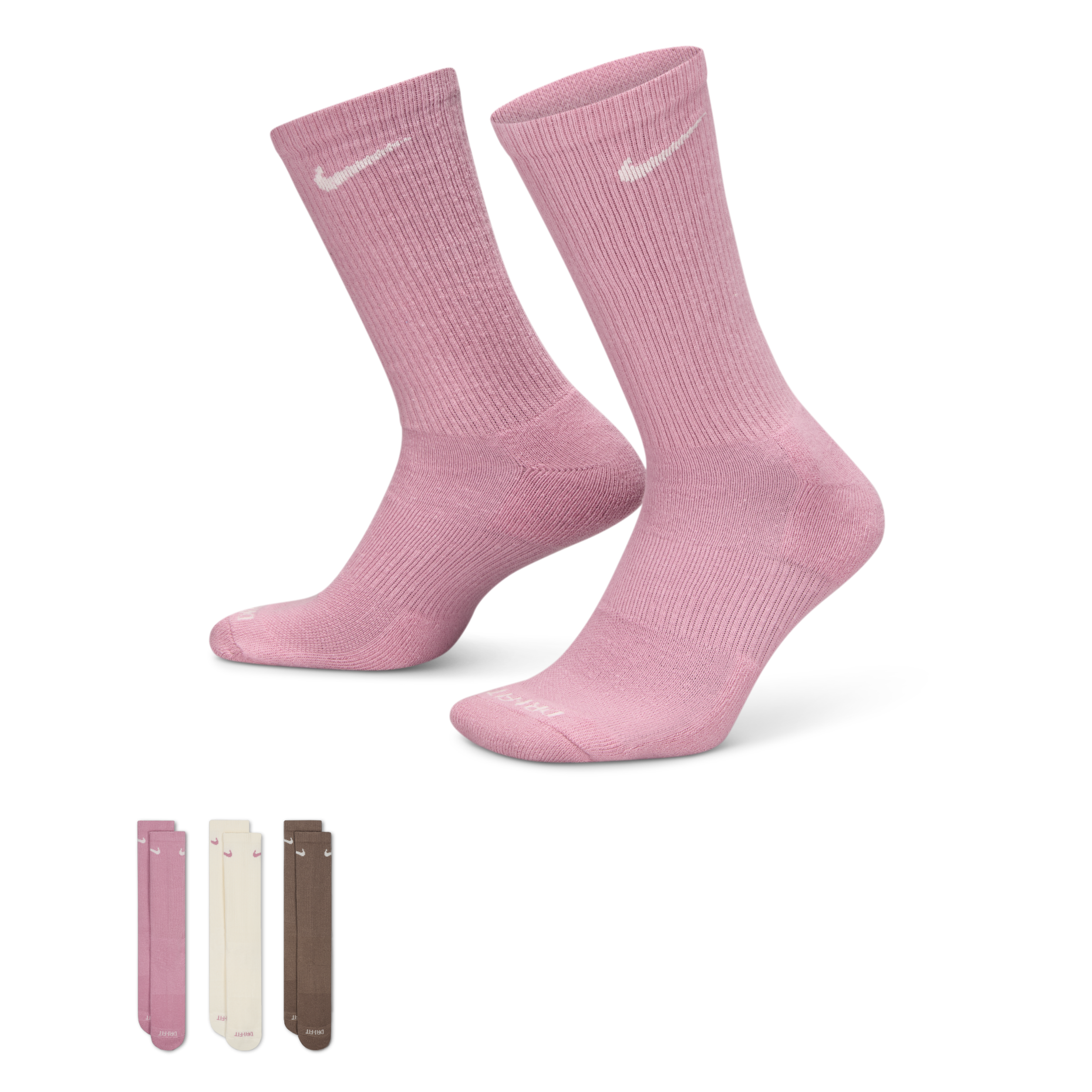 現貨┃NIKE Everyday Plus LOGO SOCKS 長襪 摩卡色 米白 粉色 SX6888-936