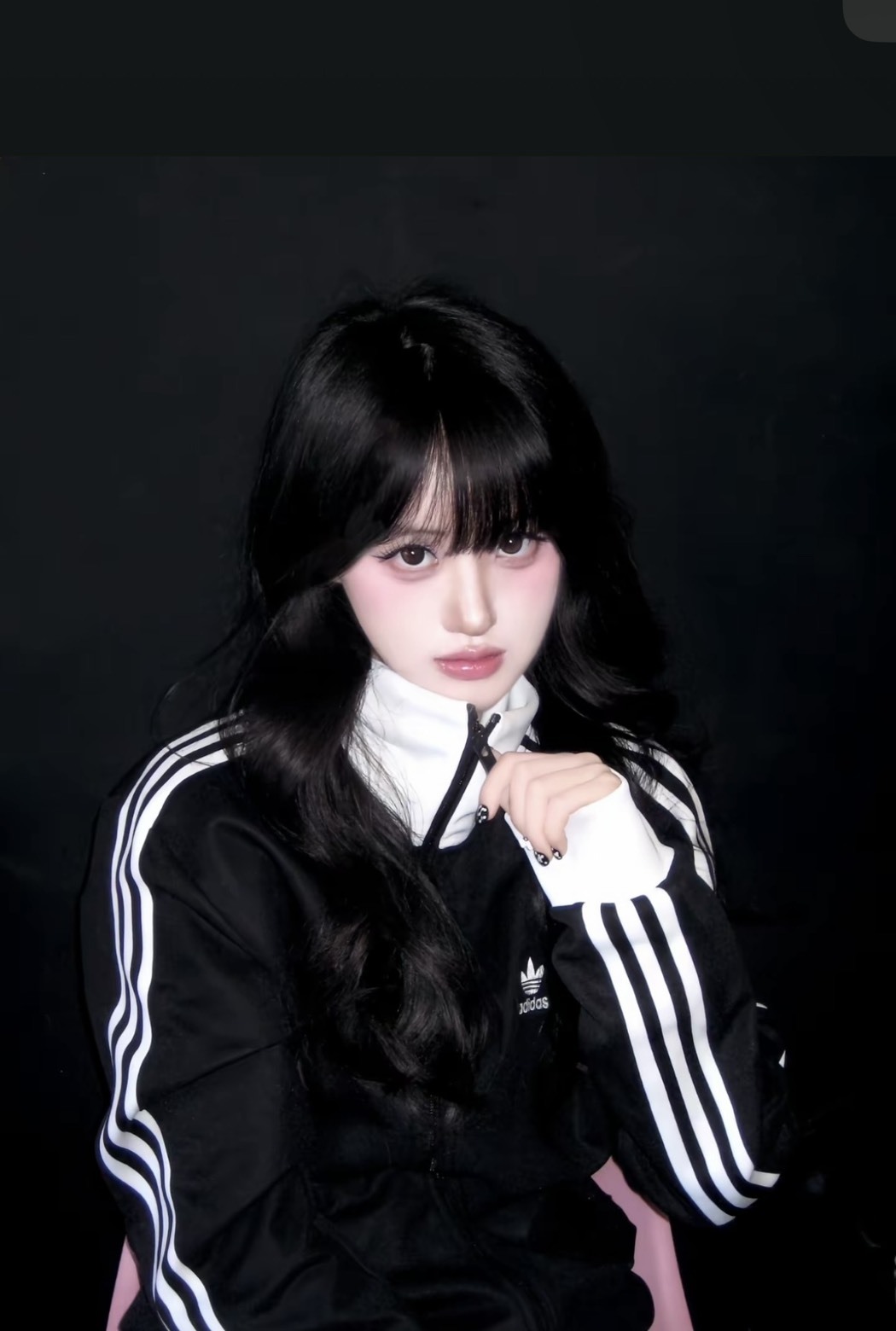 adidas 三條紋拼色潮流外套・黑色款