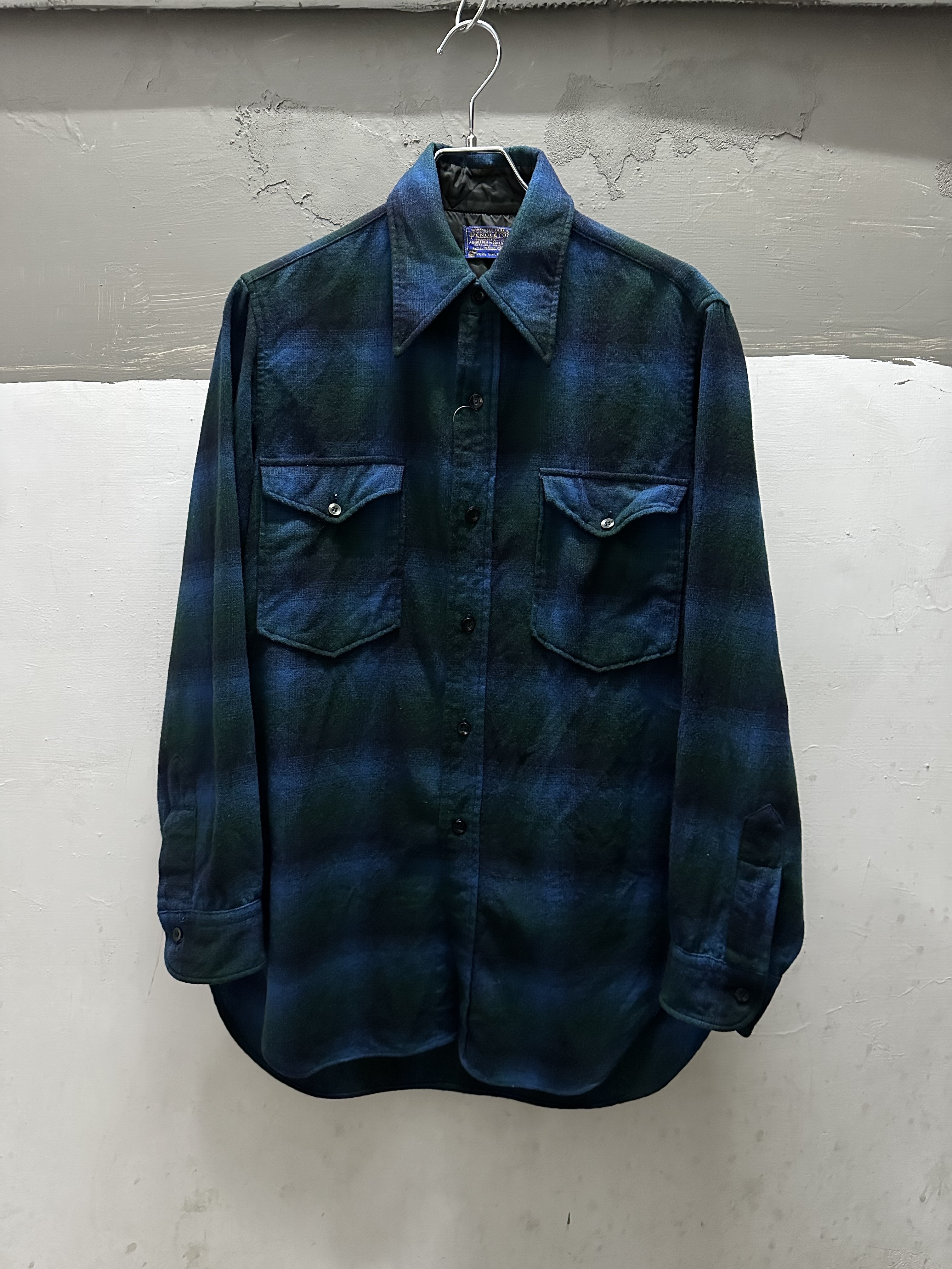 60s PENDLETON Wool Ombre Check Shirt
