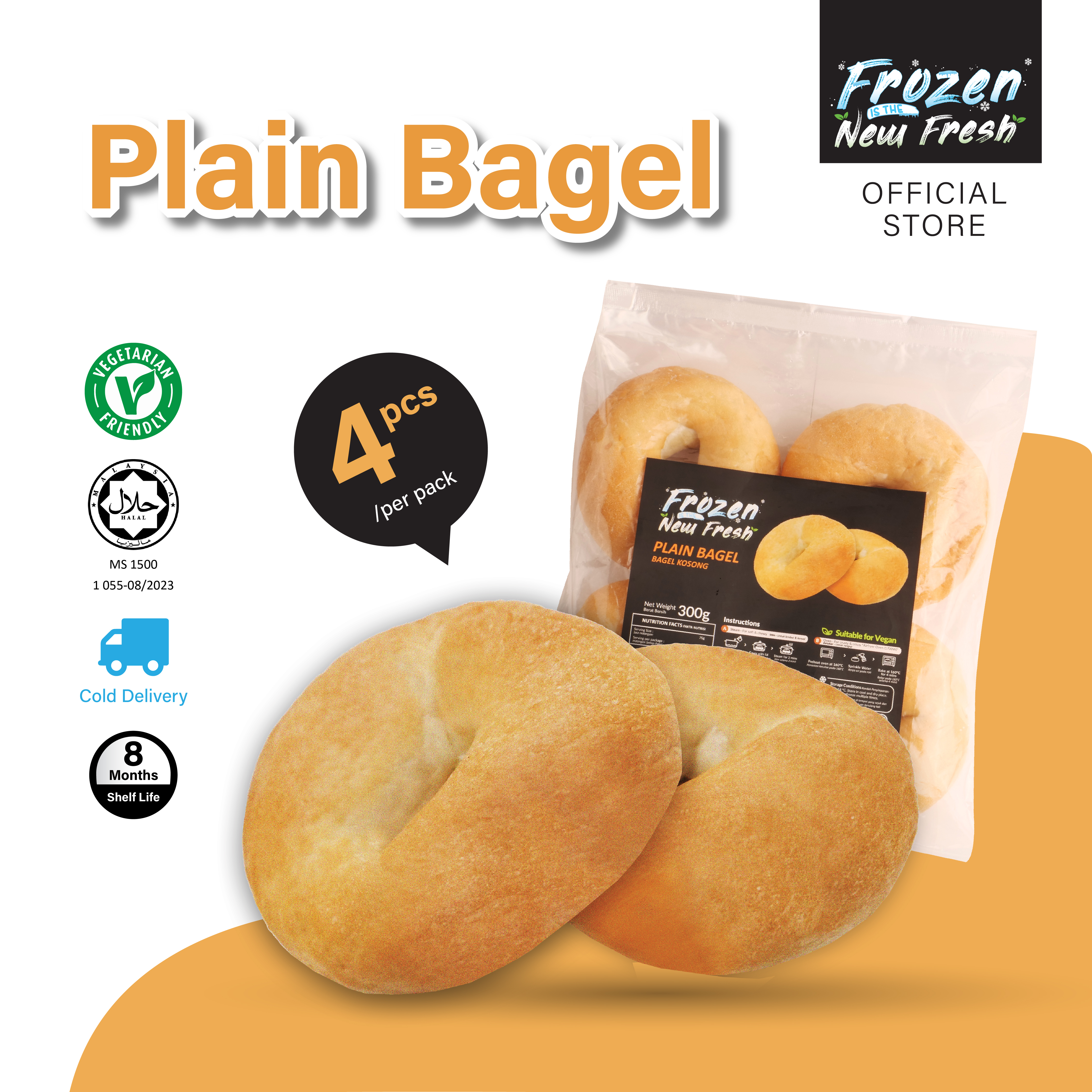 Plain Bagel 4pcs (Frozen)