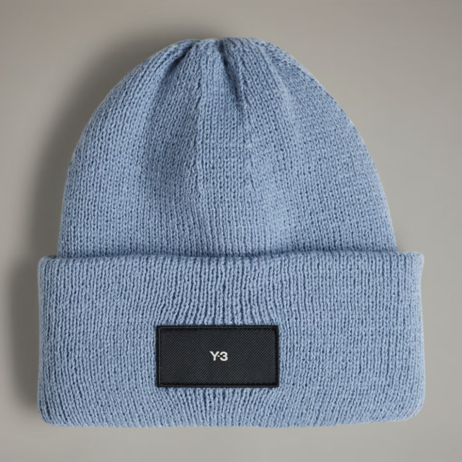 【 Y-3 CL BEANIE 羅紋羊毛針織帽 - 灰藍 】