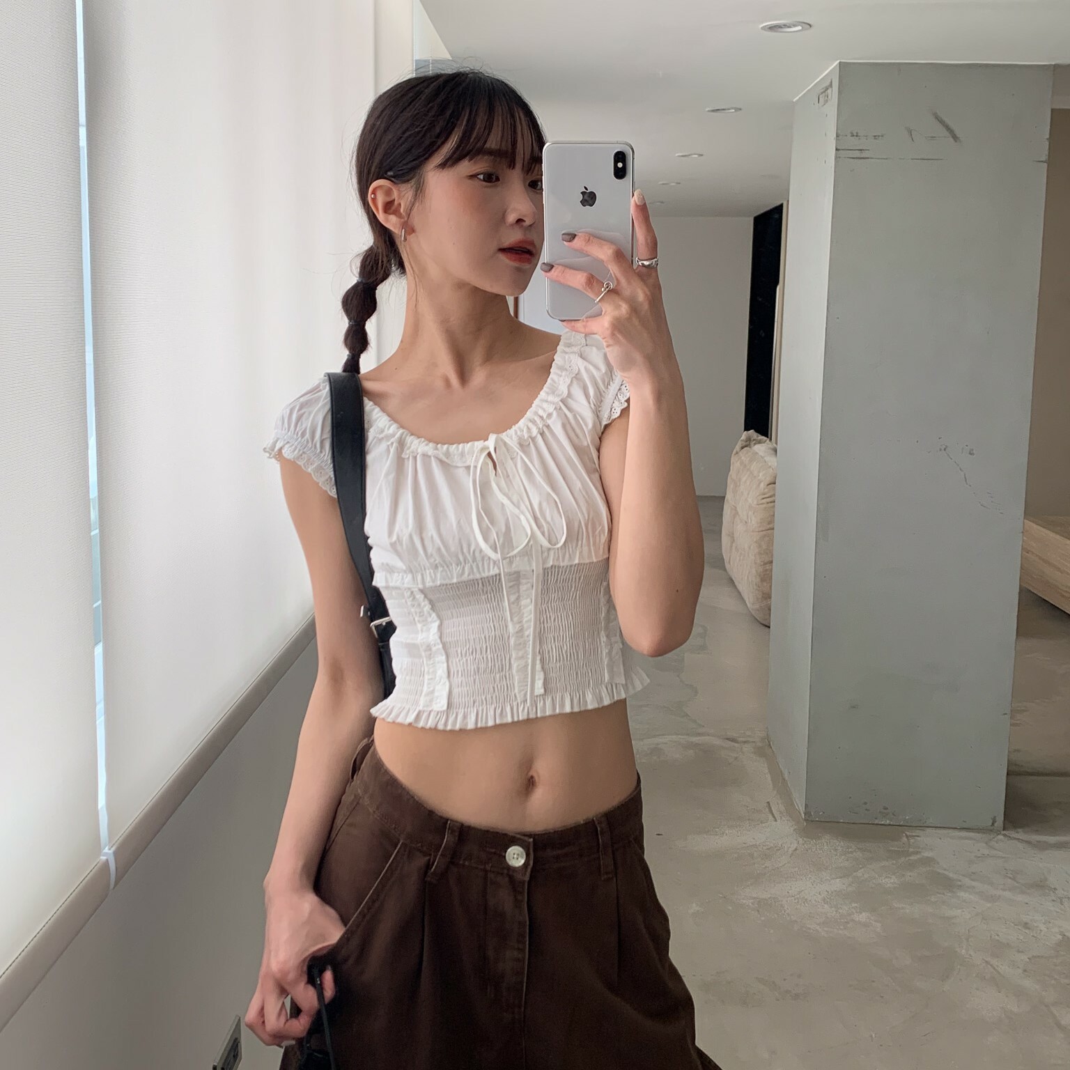 ISA_小編私藏! 2ways領蕾絲花邊收腰綁帶上衣_54016