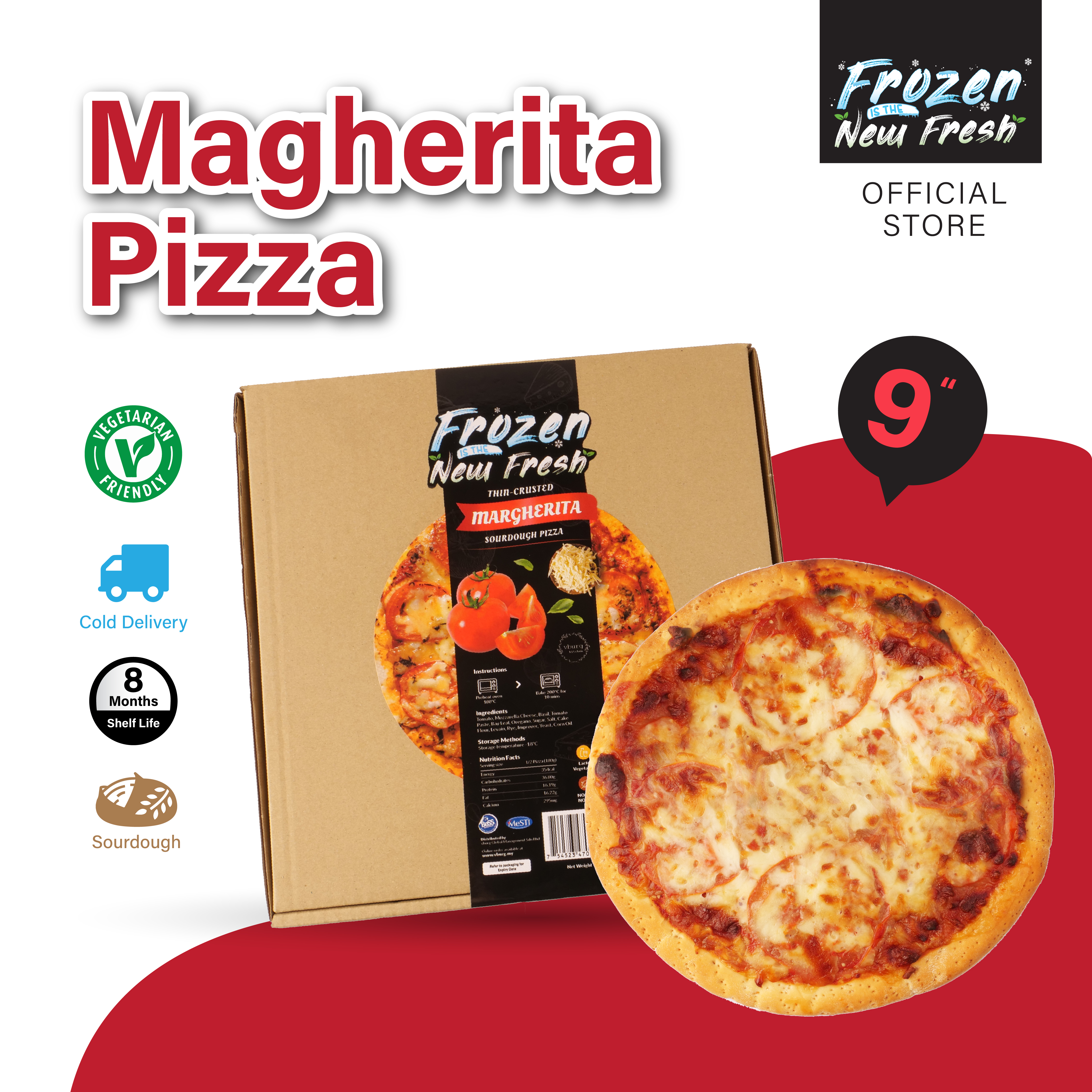 Margherita Sourdough Pizza (Frozen) - vburg