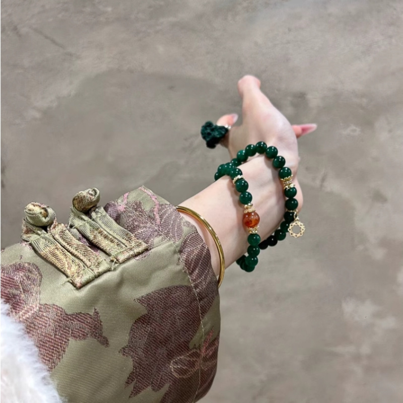 【翠紅轉運】綠干青石英x紅花膠旺運招財手鍊-單圈/雙圈