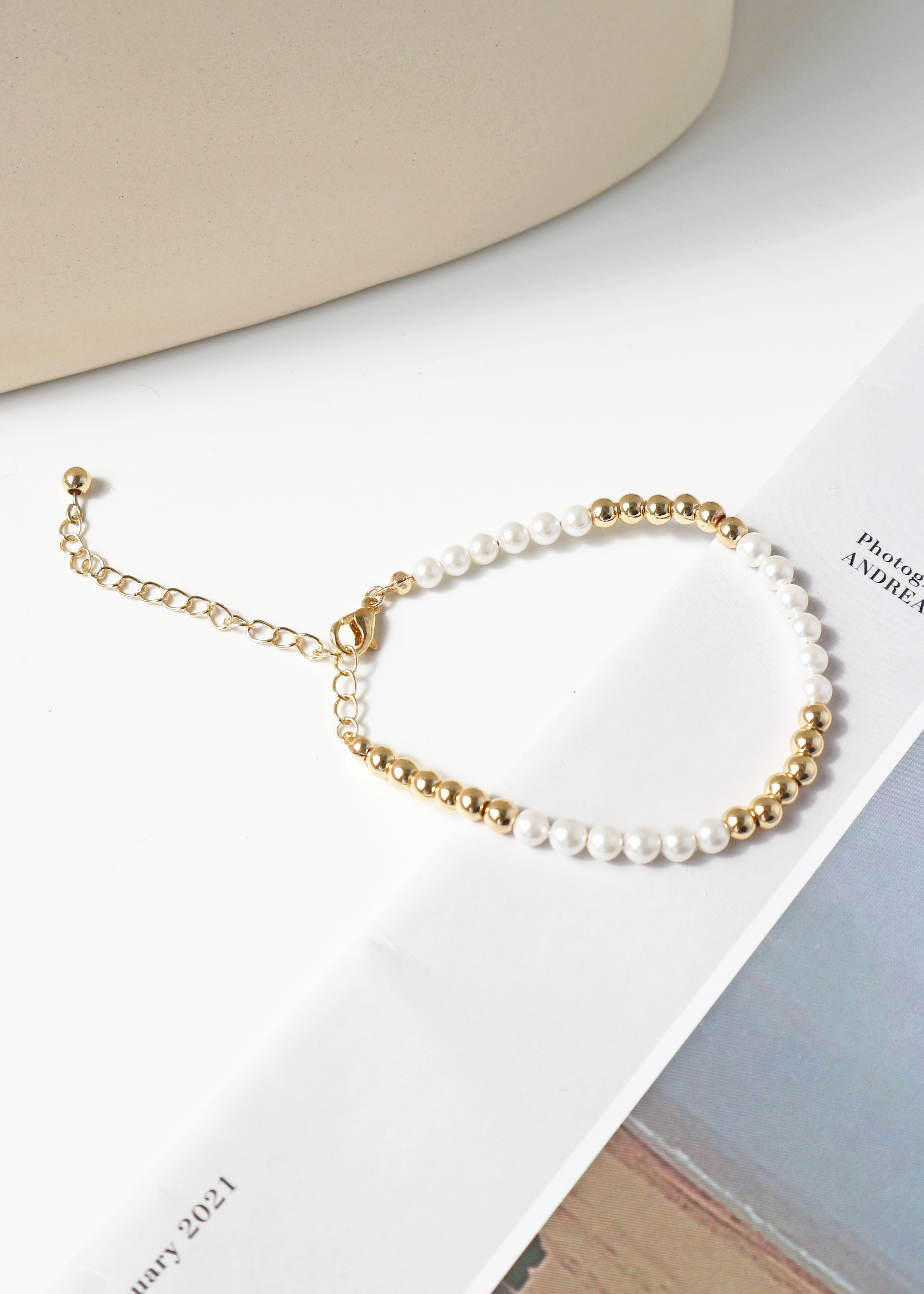 Classic珍珠手鍊-金