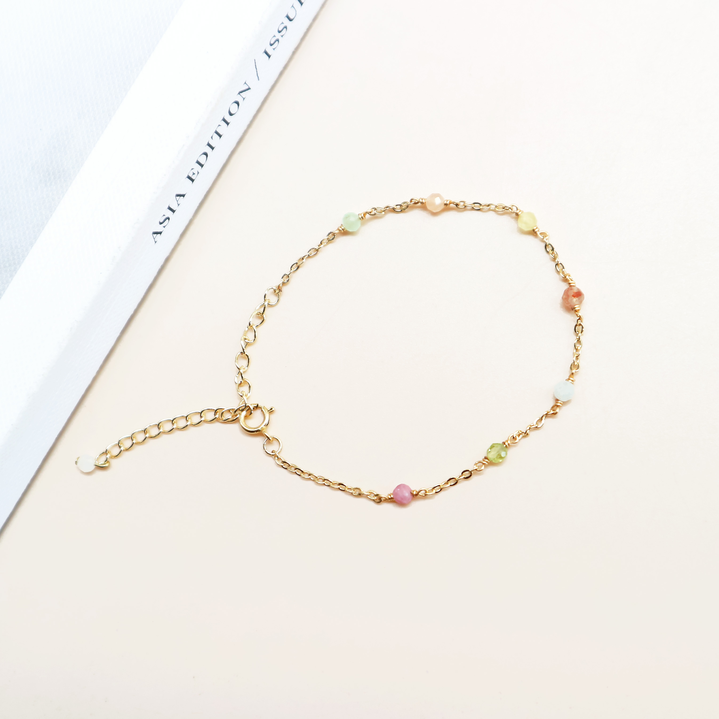 Ada 彩色天然石手鍊-14K注金