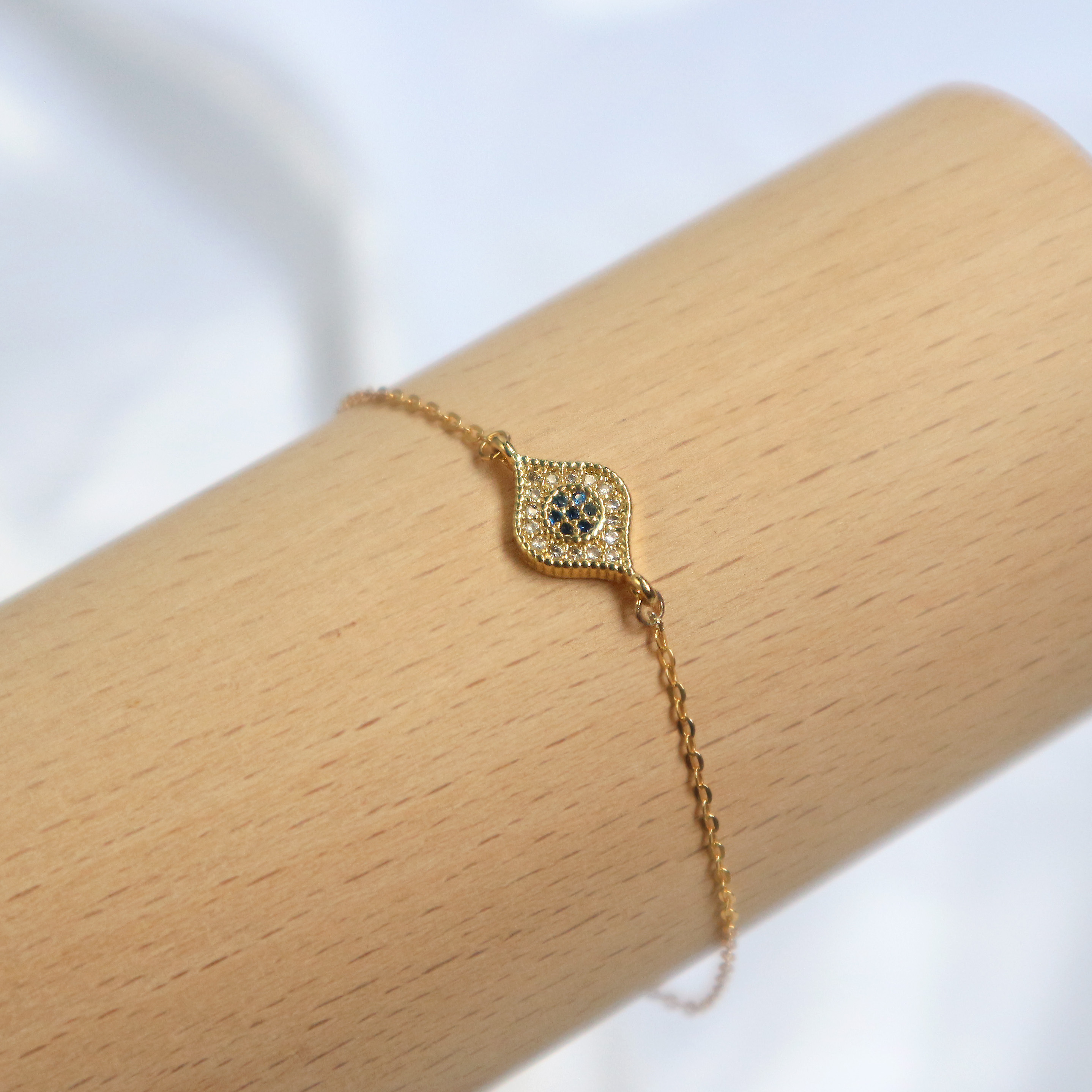 藍眼睛 鋯石手鍊-14K注金