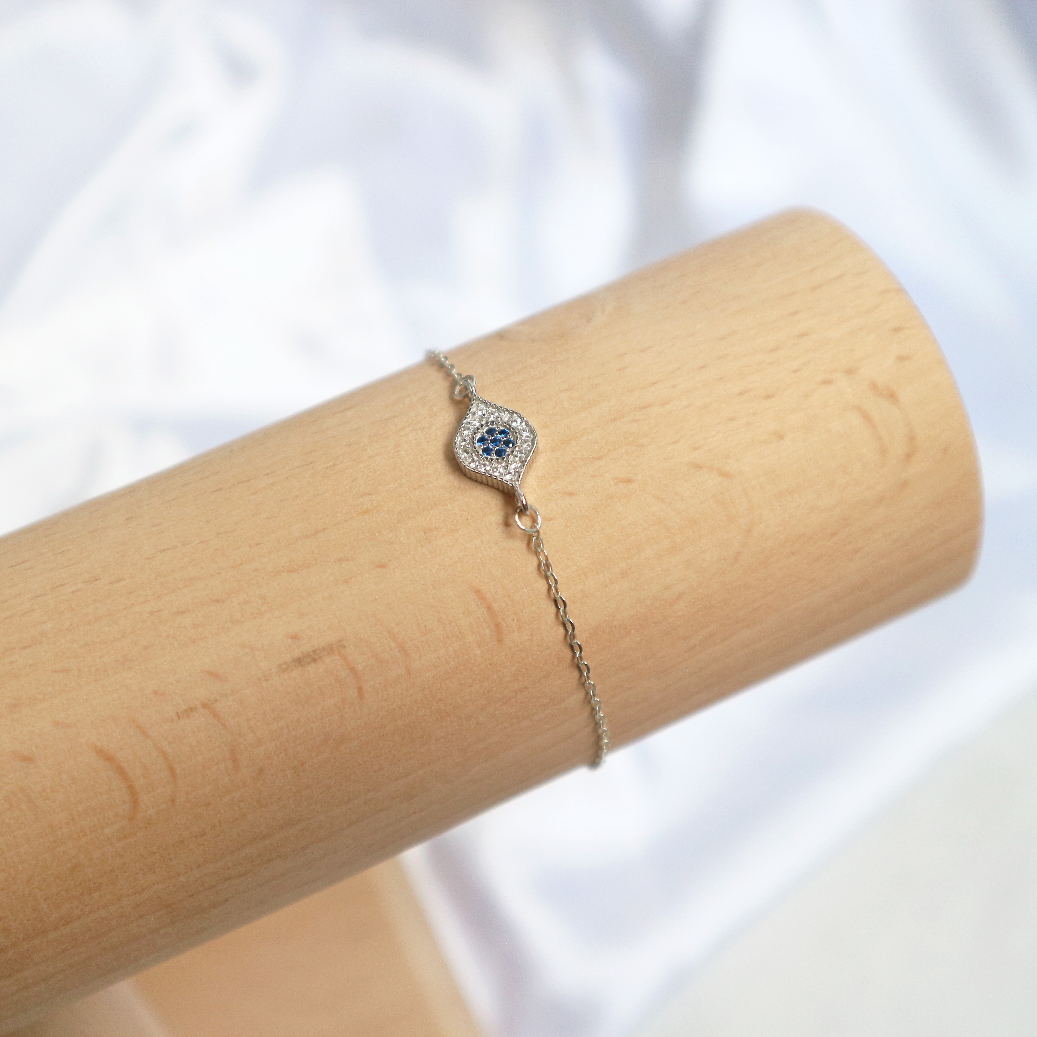 藍眼睛 鋯石手鍊-S925純銀