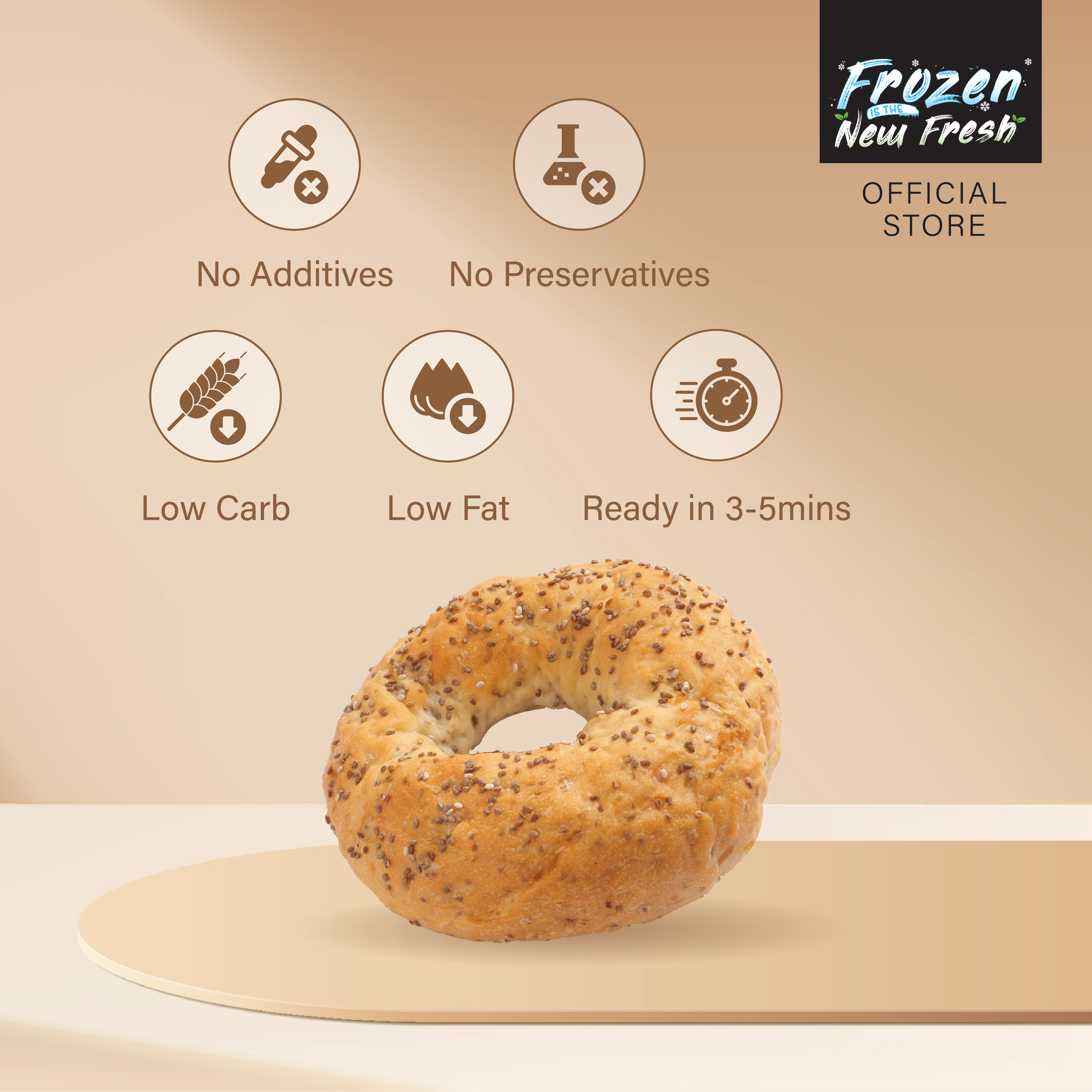 Chia Seed Bagel 4pcs (Frozen)
