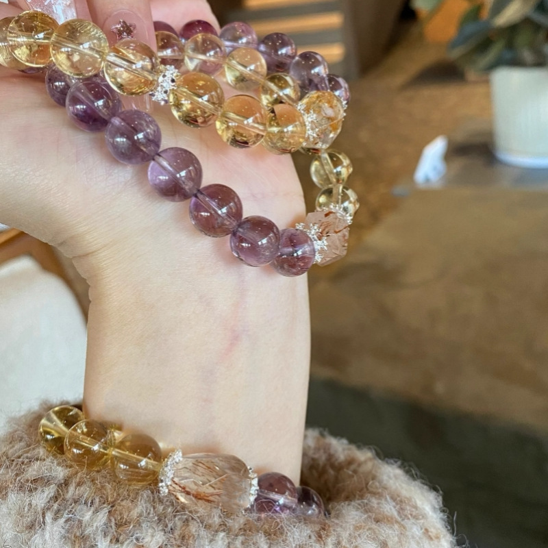 【金紫轉運】黃阿賽特x紫塔晶x黑金超七招財開運手鍊