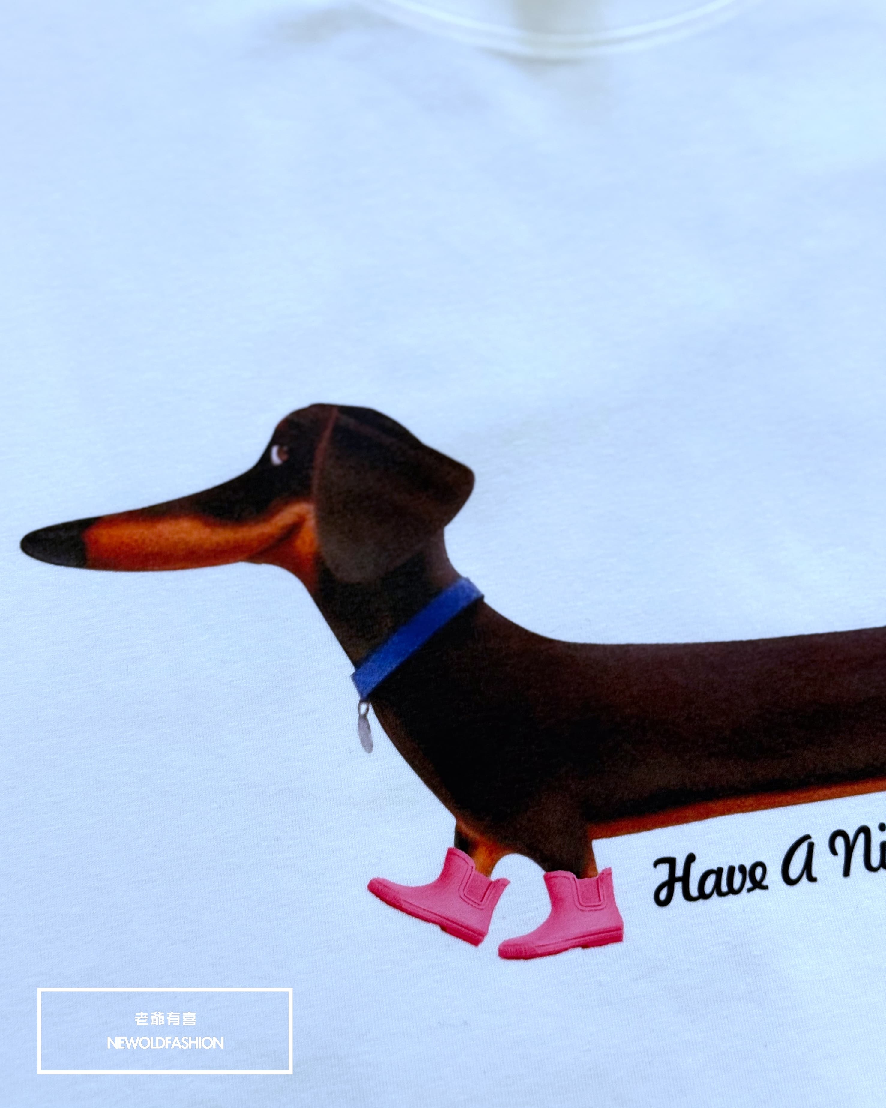 『新品上市』重磅項圈臘腸狗短T(NOF25038154)-白