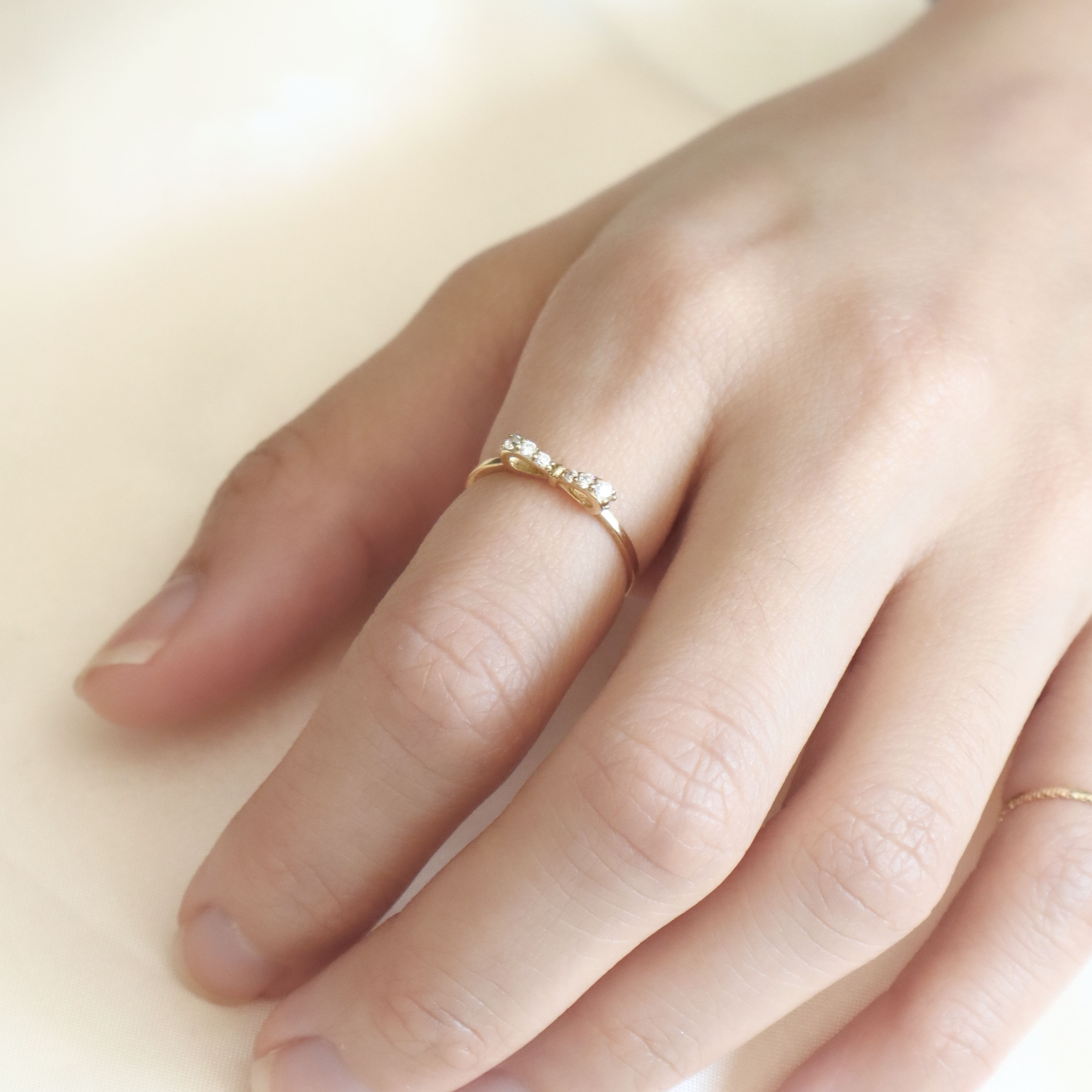 10K/甜美蝴蝶結戒指