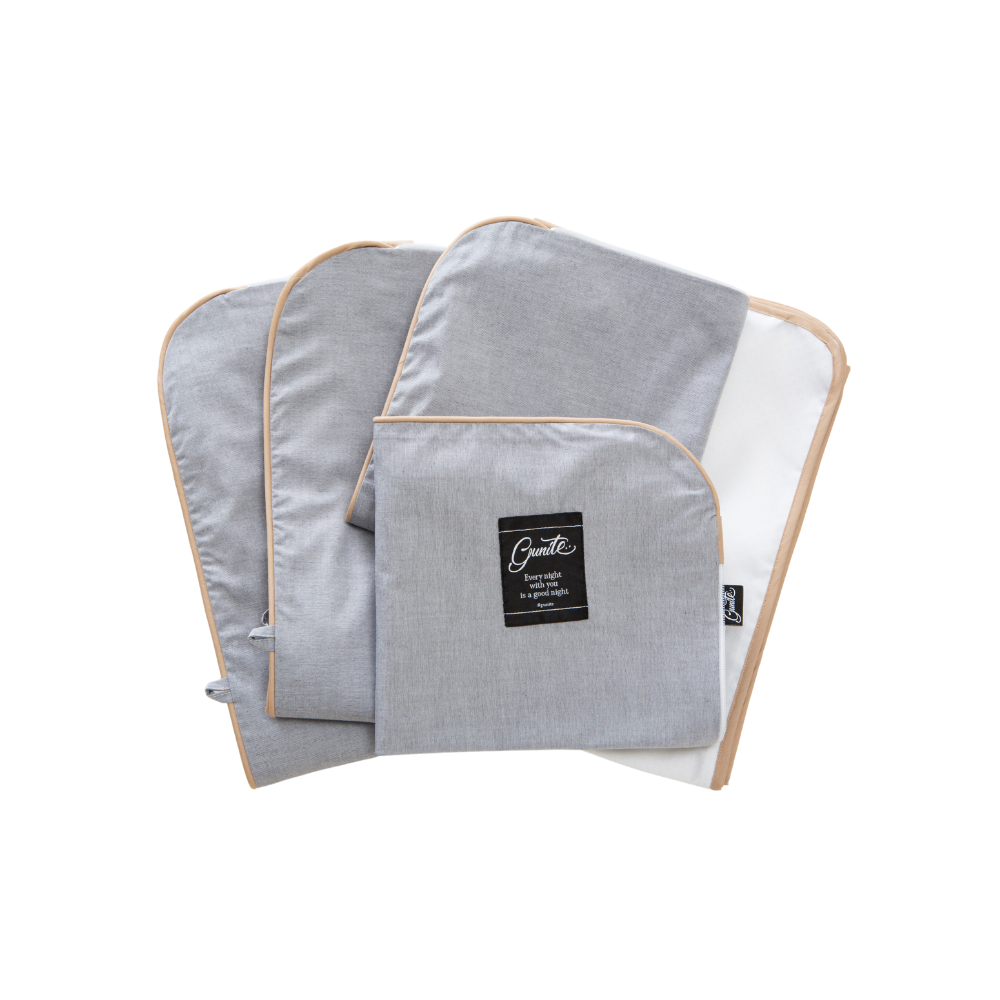 gunite 第三代嬰兒陪睡床-床圍布套+止滑墊五件組92x142｜北歐灰