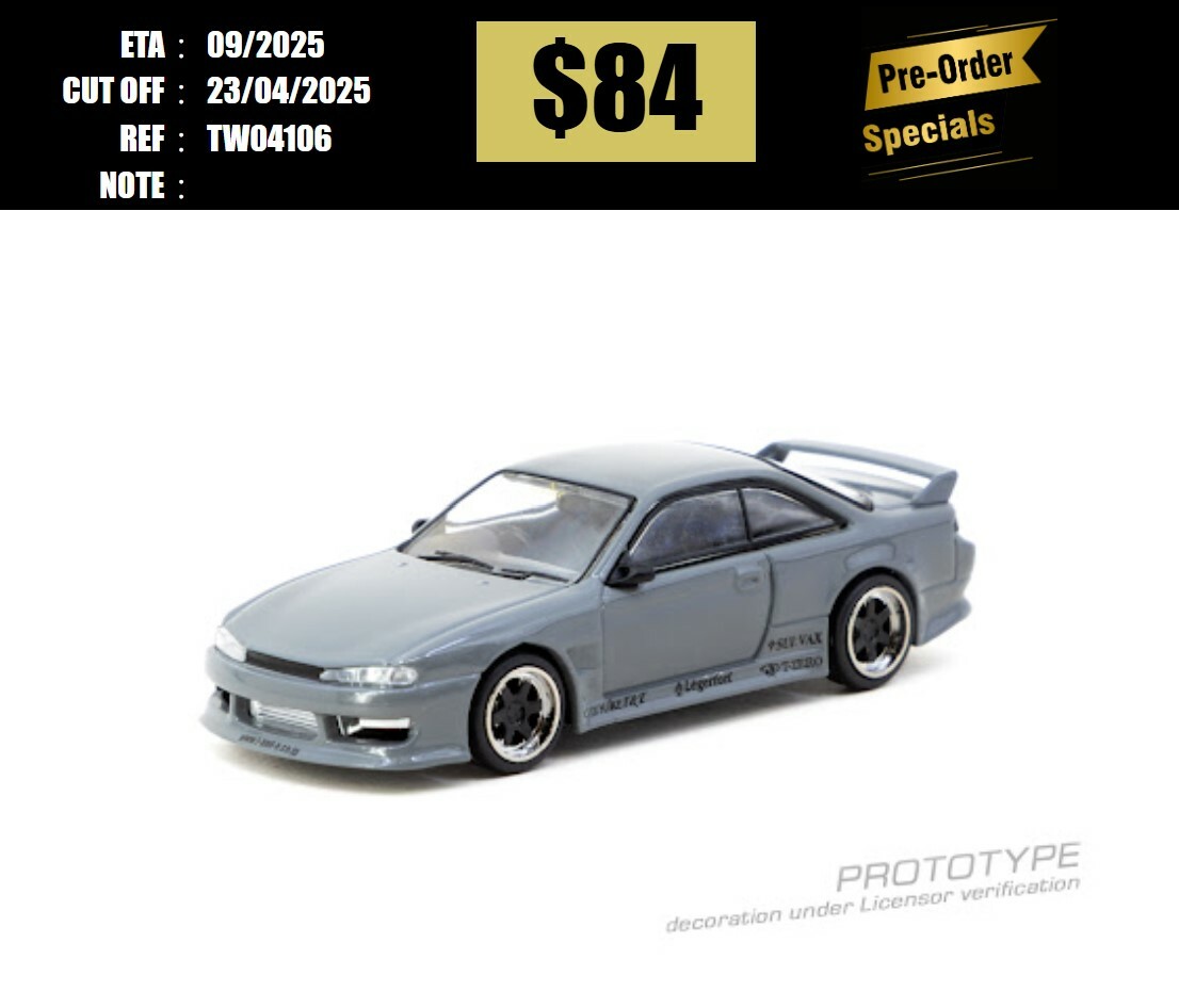 PO-$84 * TARMAC * 1:64 VERTEX Silvia (S 14) Grey [OD10/04]