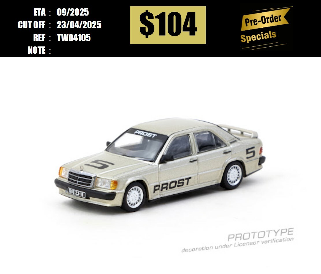 PO-$104 * TARMAC * 1:64 Mercedes-Benz 190 E 2.3-16 Race of Champion 1984 Alain Prost [OD10/04]