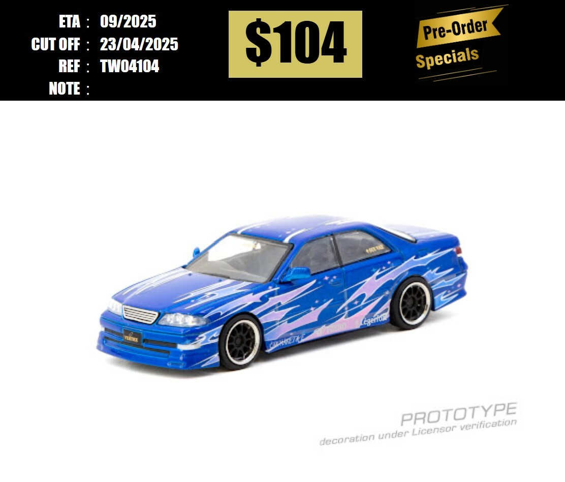 PO-$104 * TARMAC * 1:64 VERTEX Toyota Mark II JZX100 Blue Metallic [OD10/04]
