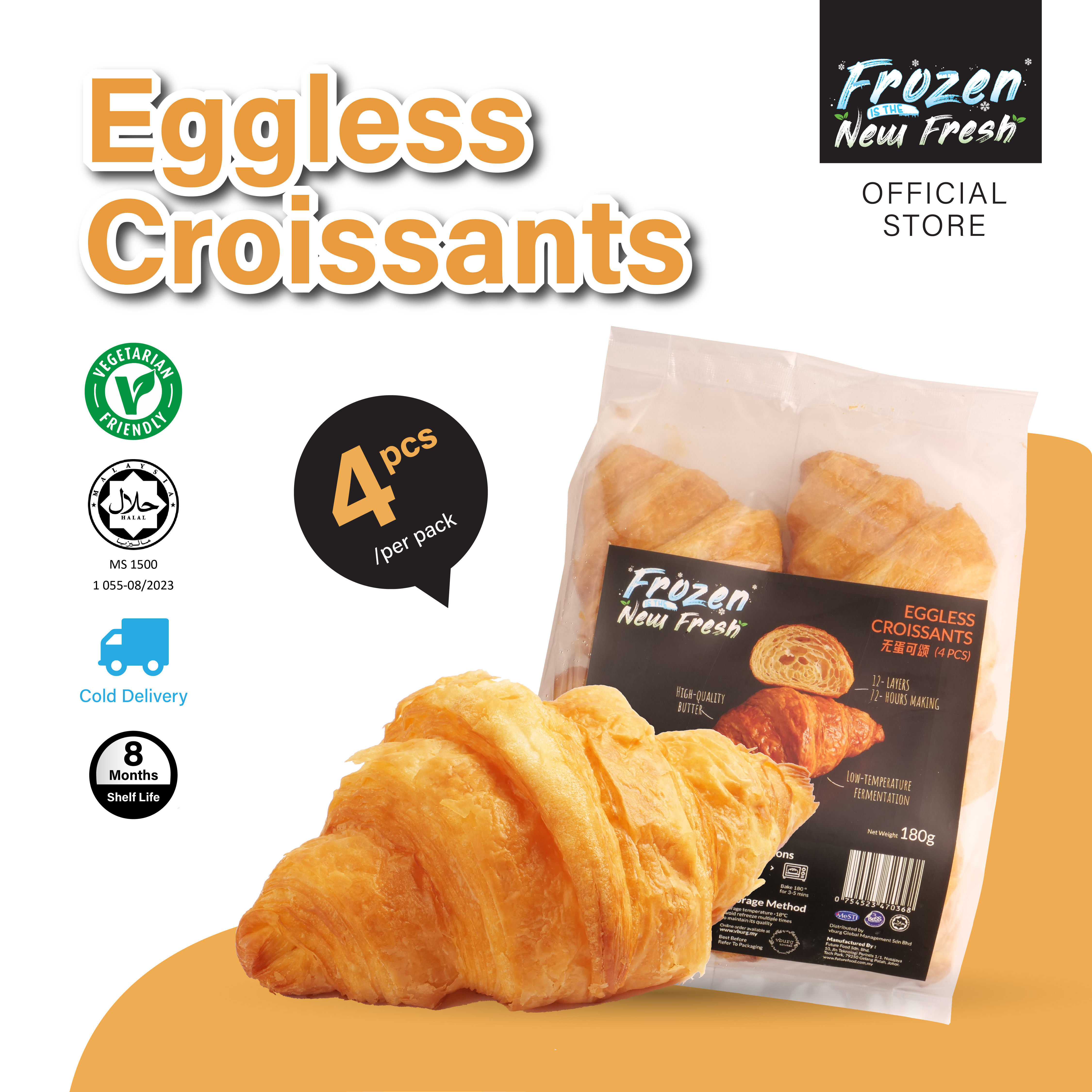 Frozen Eggless Premium Croissant (4pcs)
