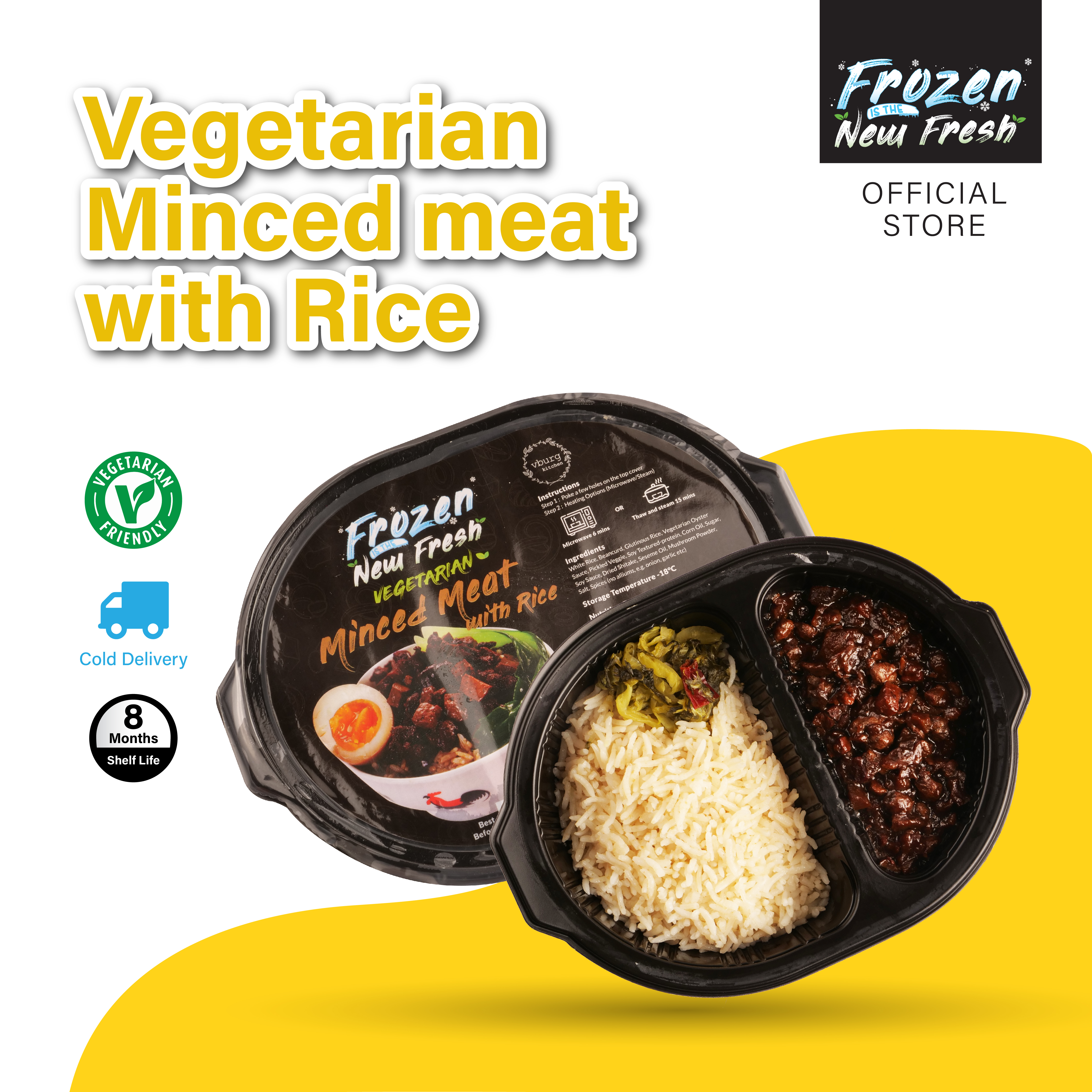 Frozen Vegetarian Minced Meat with Rice Bento
