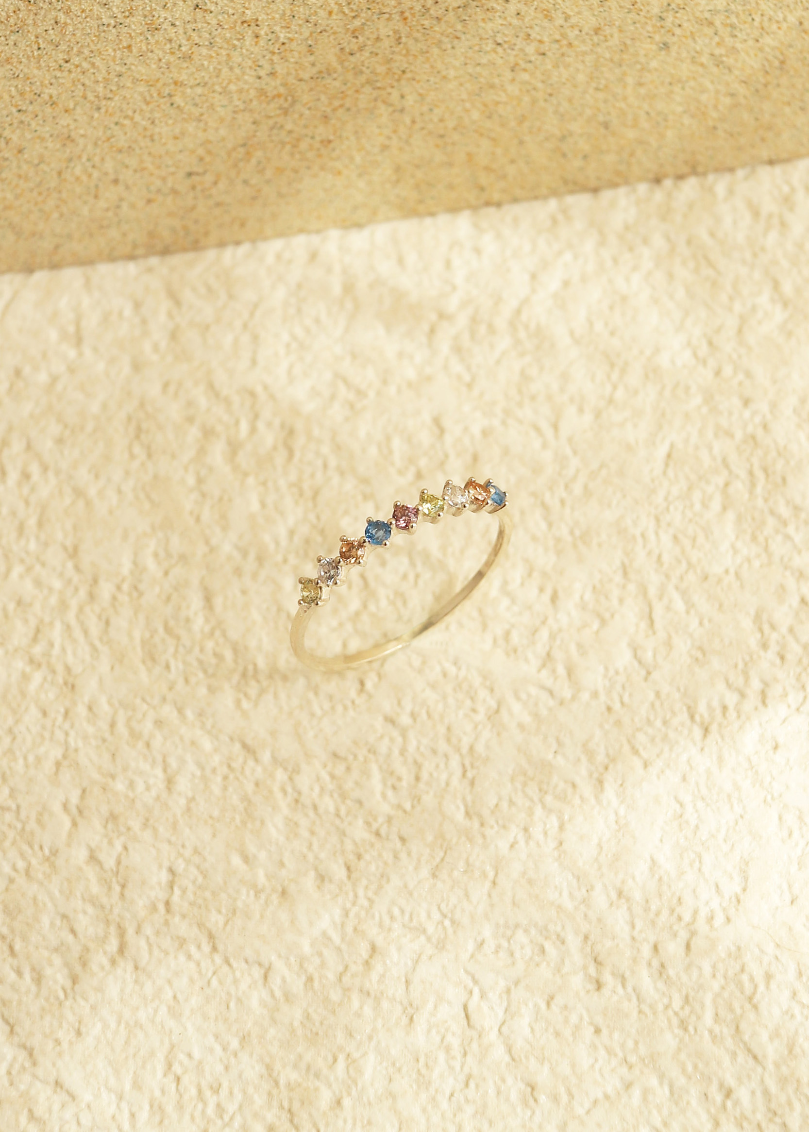 彩色排鑽純銀戒指-銀