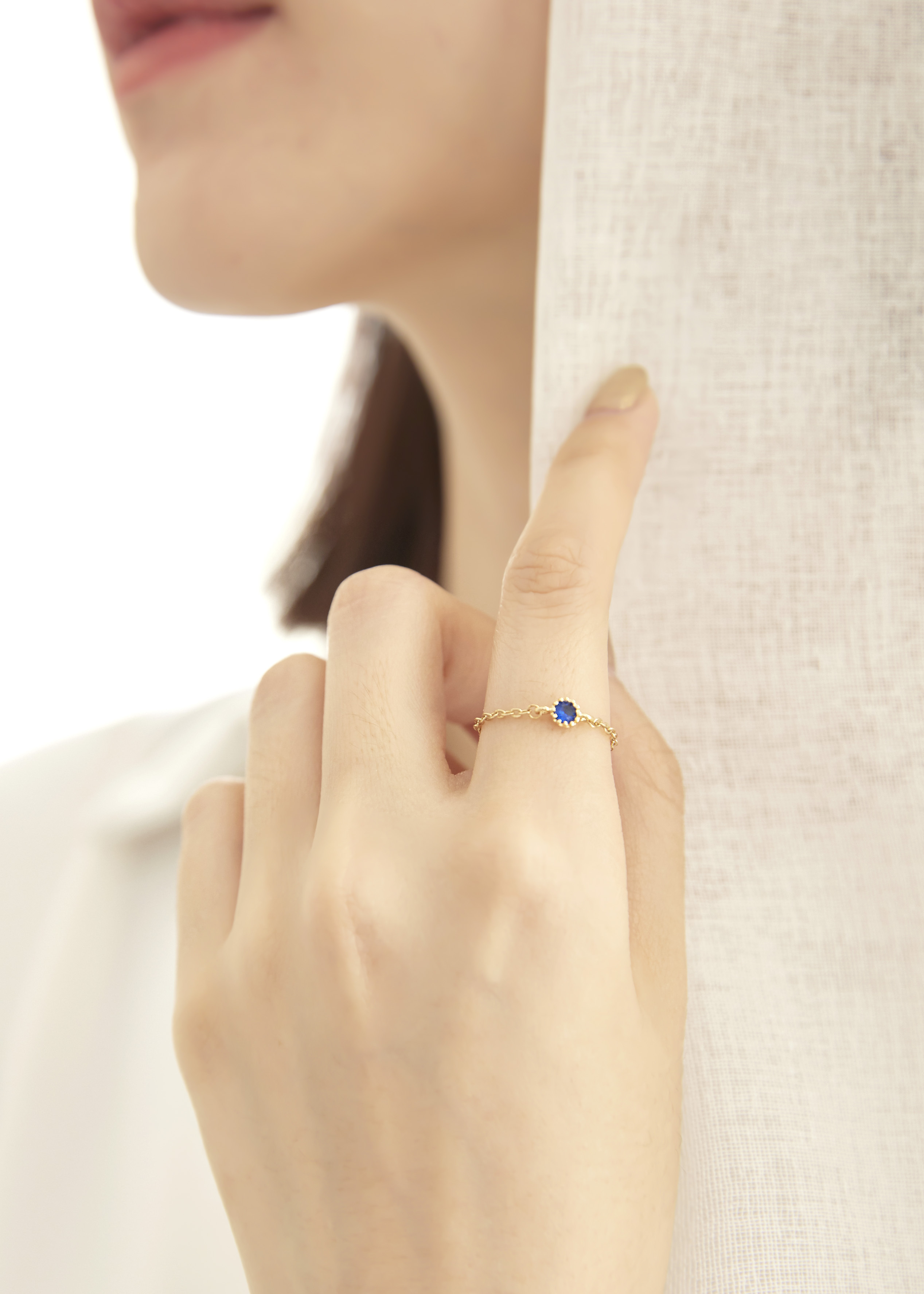 單顆鋯石 鍊戒-藍