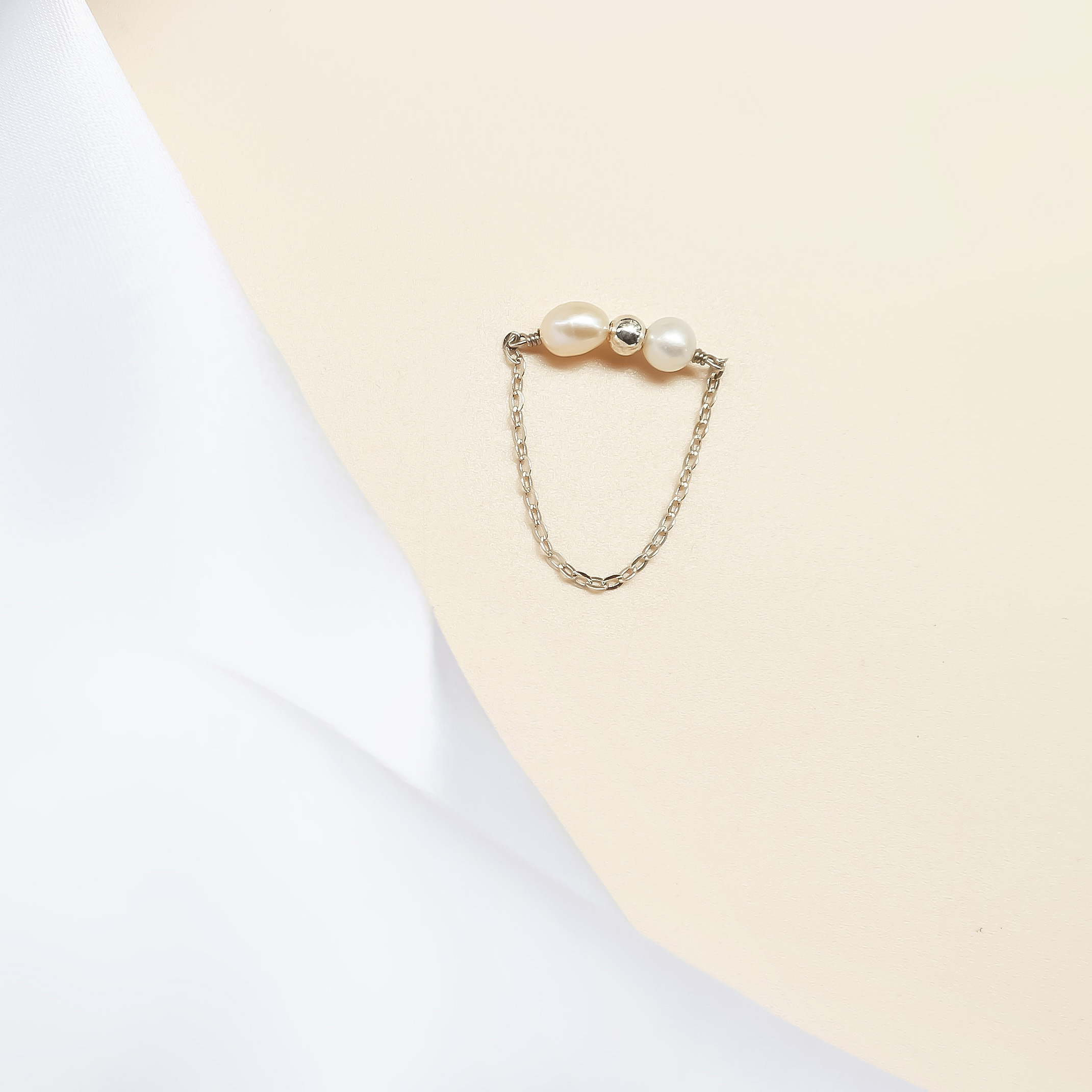 珍珠蝴蝶結 鍊戒｜S925純銀｜