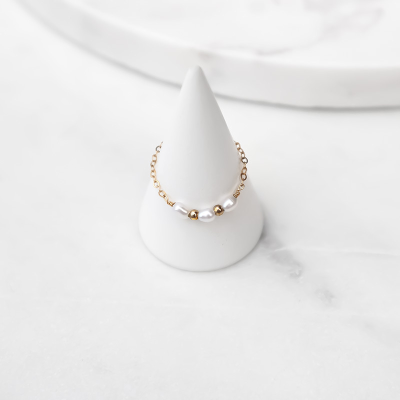 小米珍珠 鍊戒｜14K注金｜