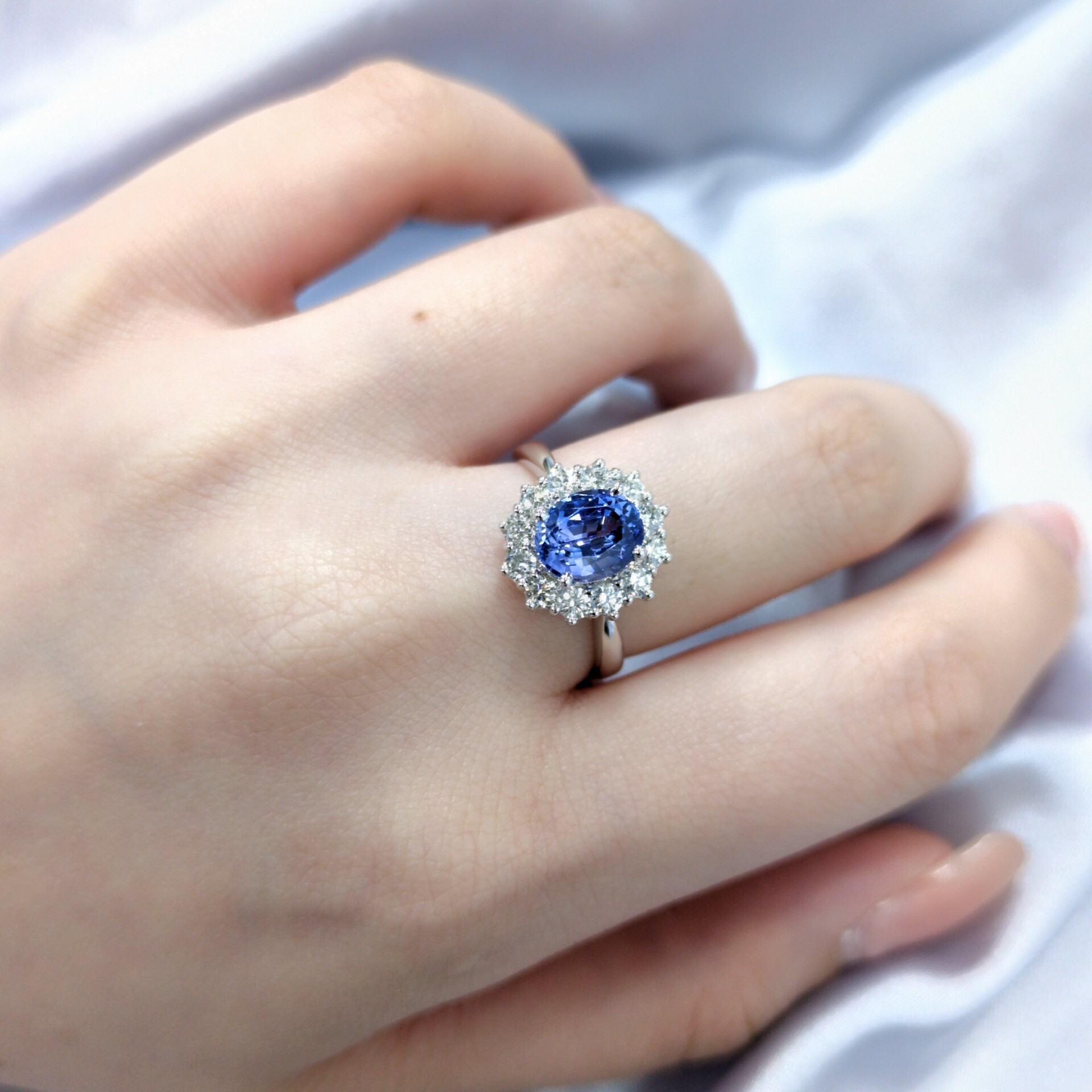 18K White Gold 2.02ct Sapphire and Diamond Ring