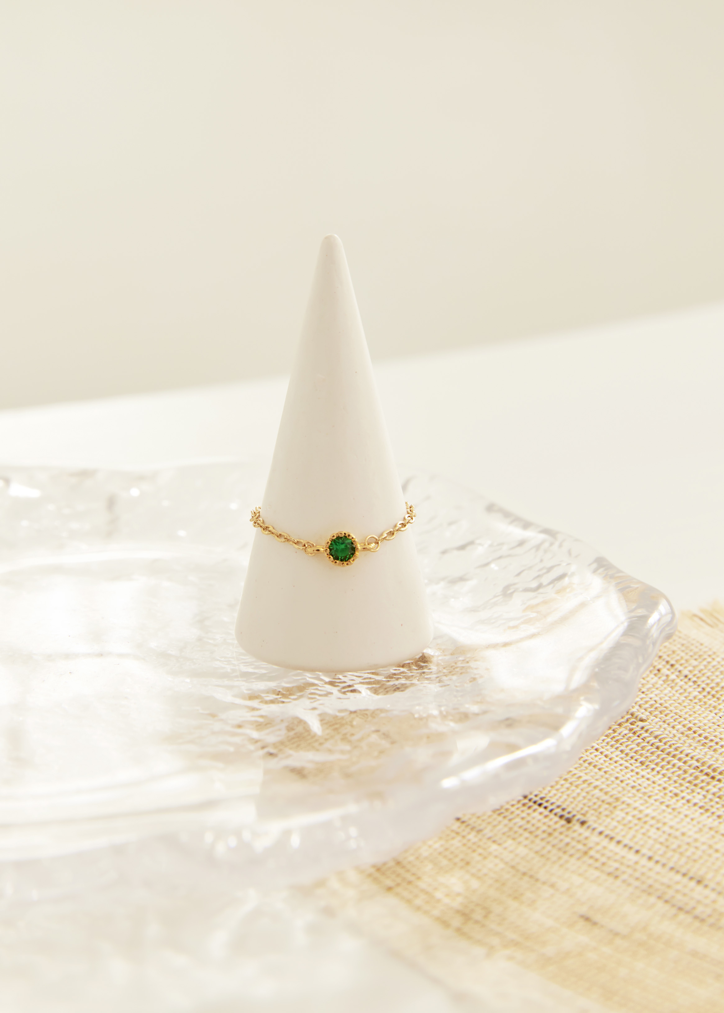 單顆鋯石 鍊戒-綠