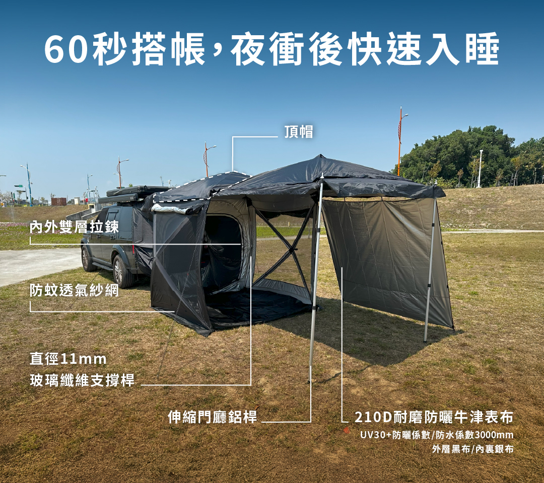PAMABE OUTDOOR 露營車尾帳 Magic 01,60秒搭帳、夜衝也不怕