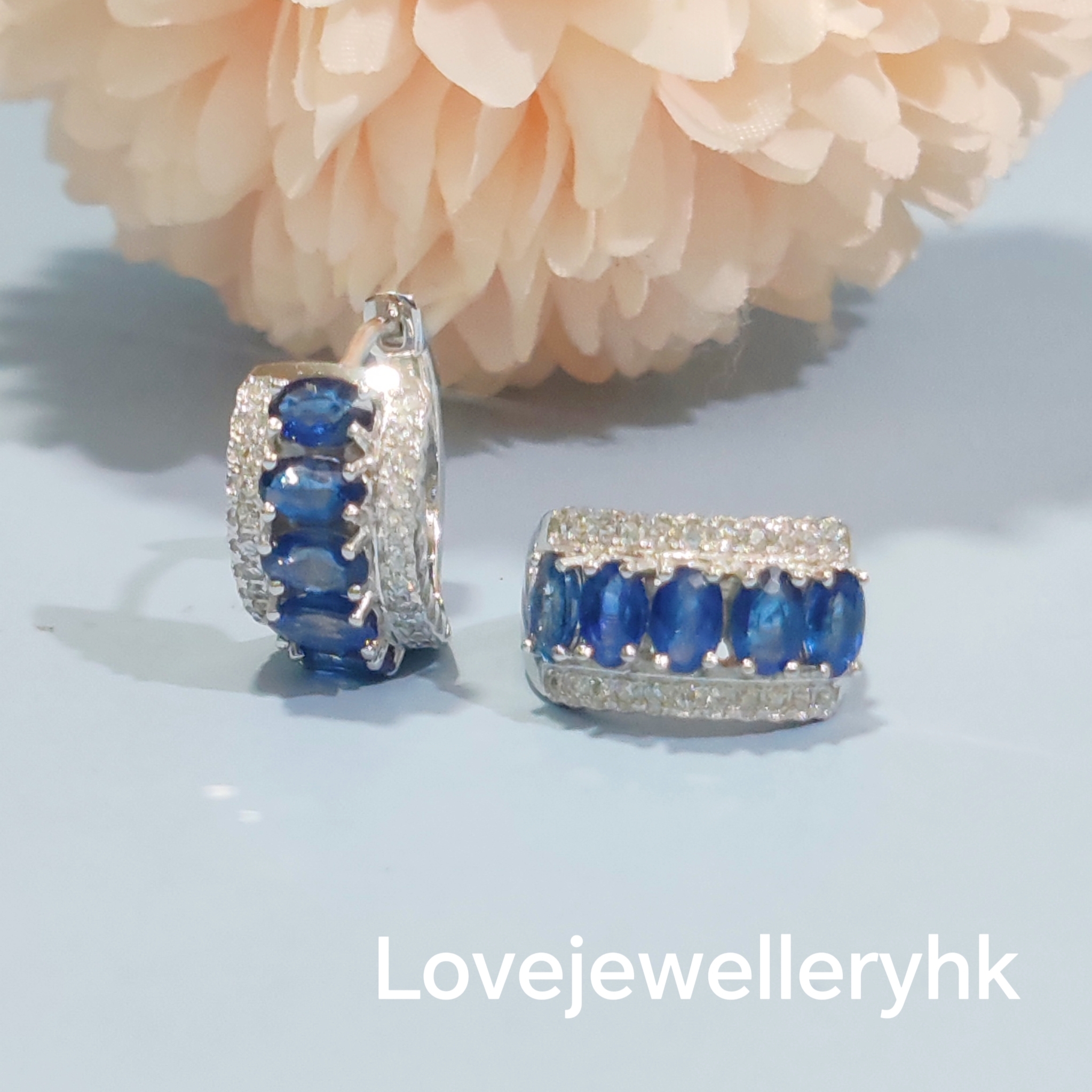 天然藍寶石耳圈      GE039