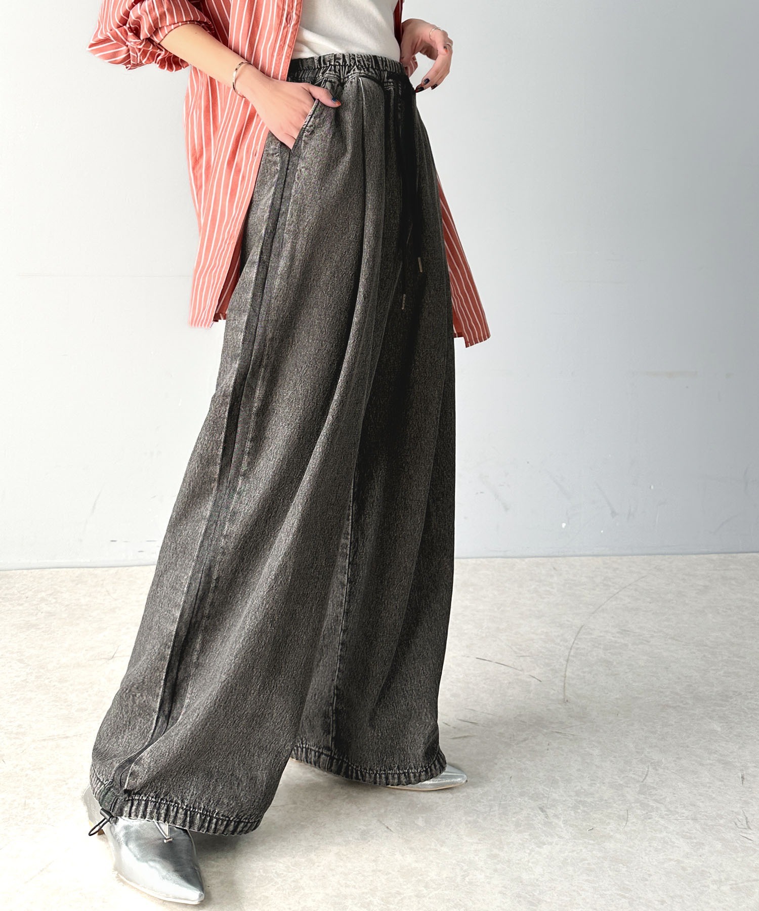 日本🇯🇵連線 Classical Elf 牛仔刷舊闊腿棉長褲 寬鬆 落地褲 3色(任買兩件711免運)/預購
