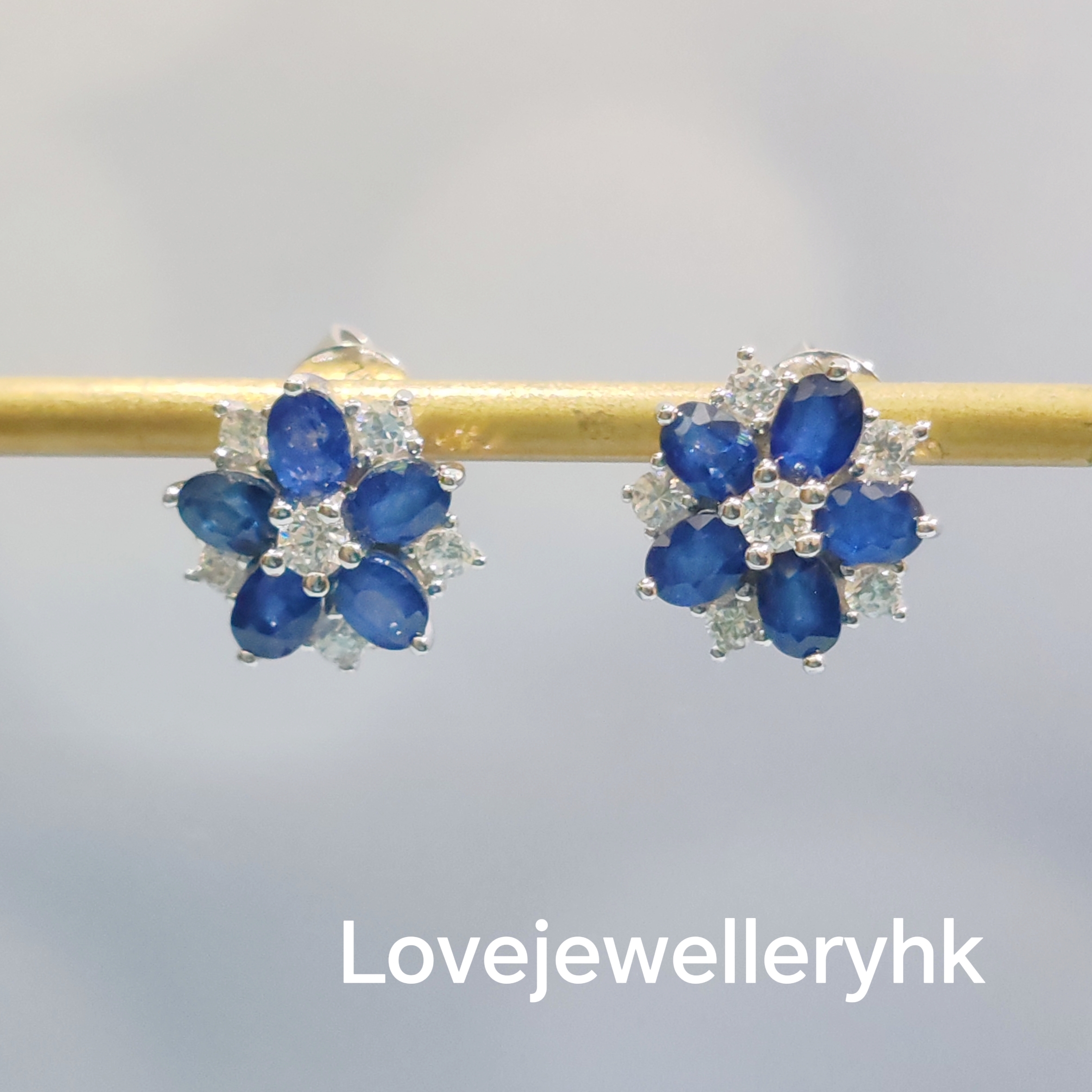 天然藍寶石花形耳瓖及吊咀       GE036 / GP011