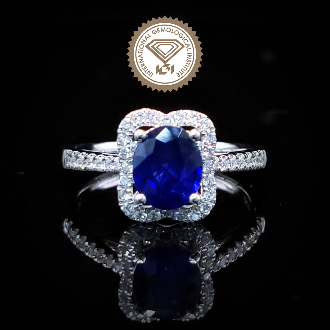 18K White Gold 1.10ct Sapphire and Diamond Ring