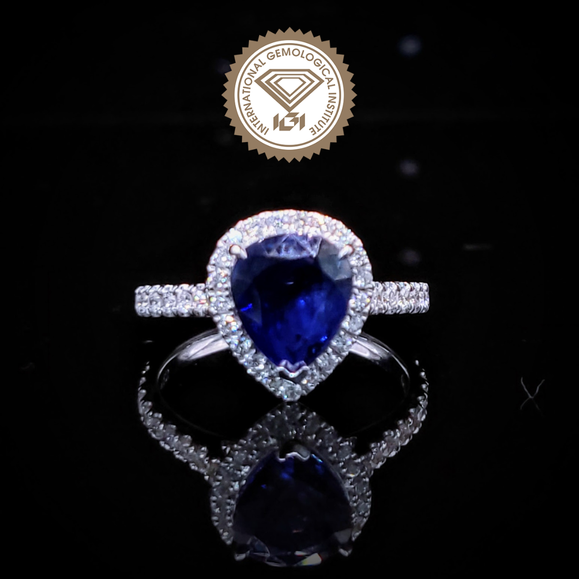 18K White Gold 3.05ct Sapphire and Diamond Ring