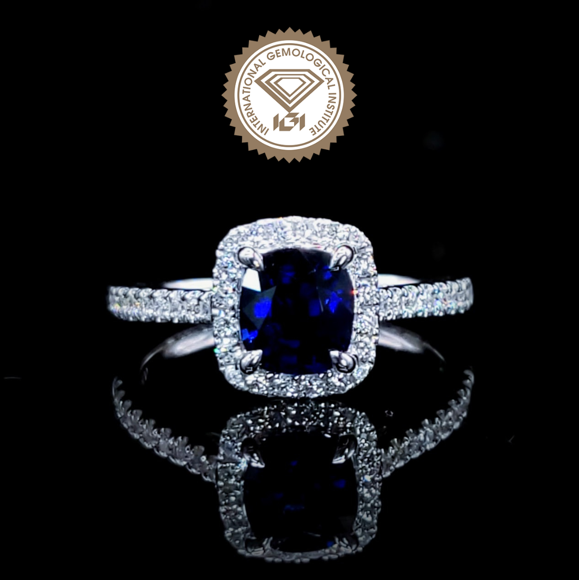 18K White Gold 1.10ct Sapphire and Diamond Ring