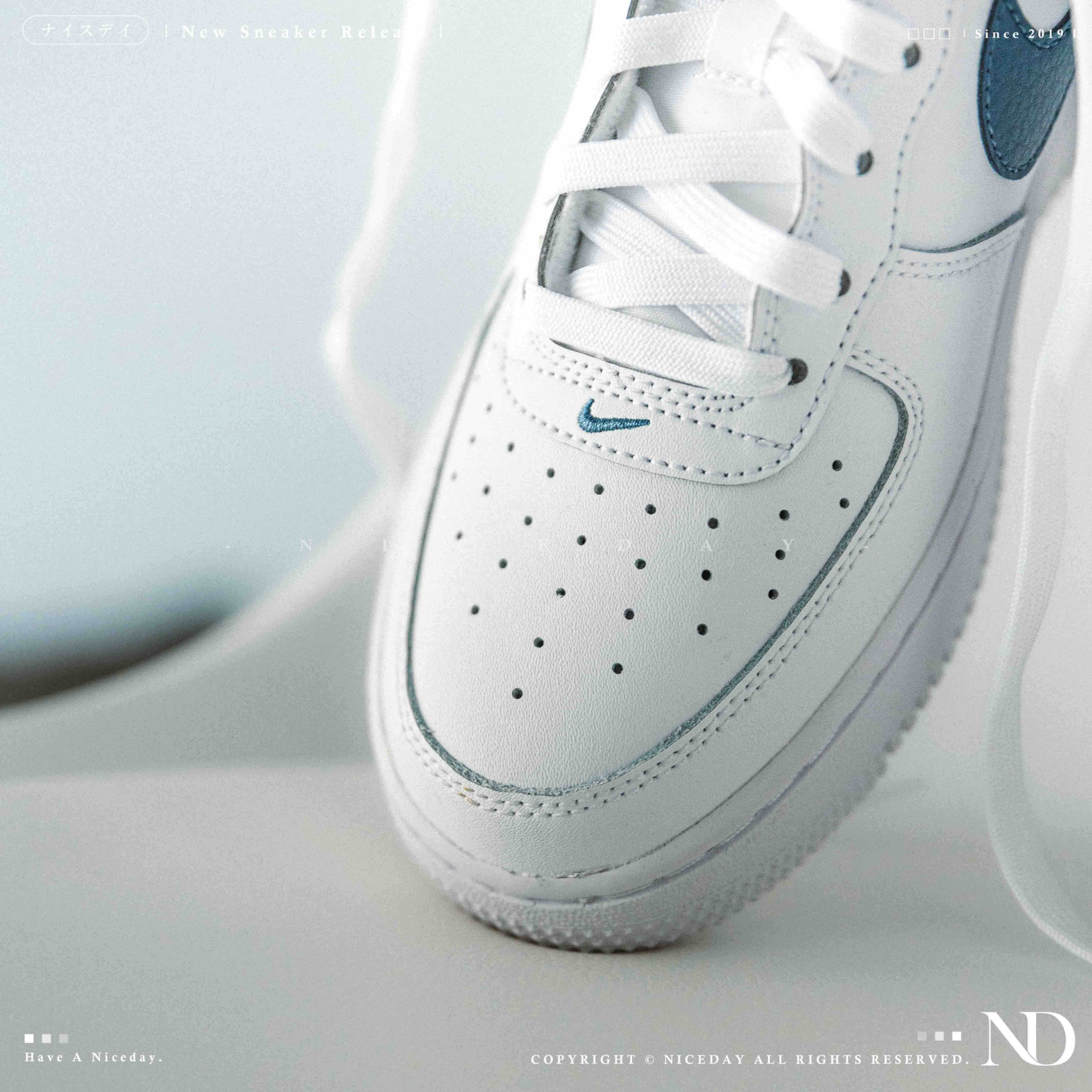 NICEDAY 現貨 Nike Air Force 1 GS 水藍 藍勾 白藍 藍色 大童 女款 FV5948-121