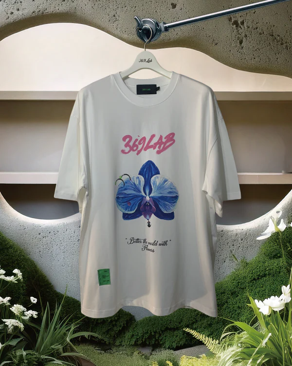 369Lab Orchid piercing print tee - White