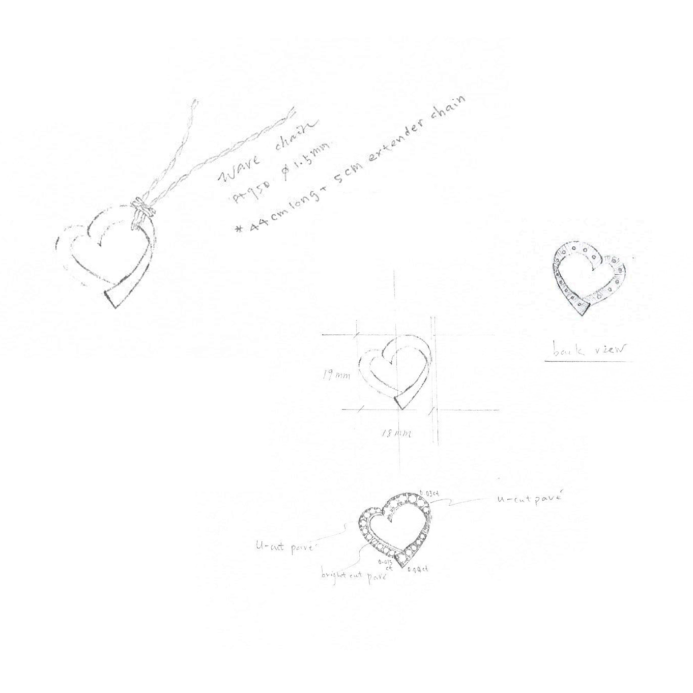 【訂製】心形18K雙面墜飾 鑽石 粉鑽 雕金工藝