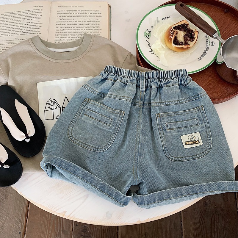 小象布標牛仔五分褲