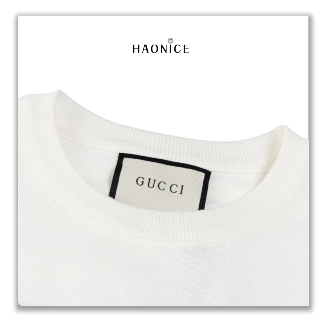 【HAO NICE】100%正品 GUCCI 義大利精品🇮🇹刺繡手寫字母圓領棉質短袖 短T