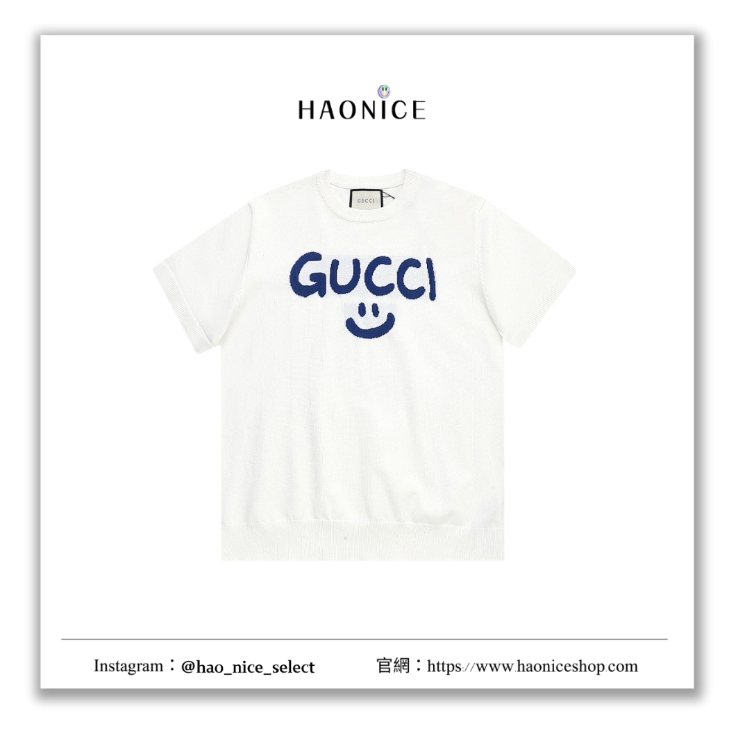 【HAO NICE】100%正品 GUCCI 義大利精品🇮🇹刺繡手寫字母圓領棉質短袖 短T