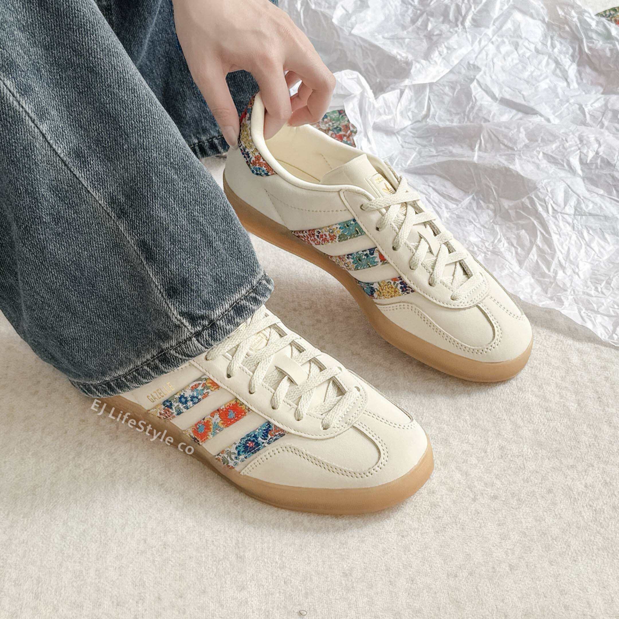 ADIDAS GAZELLE x LIBERTY LONDON 奶油碎花 米白 金標 刺繡 復古 女鞋 JH7370 / 現貨