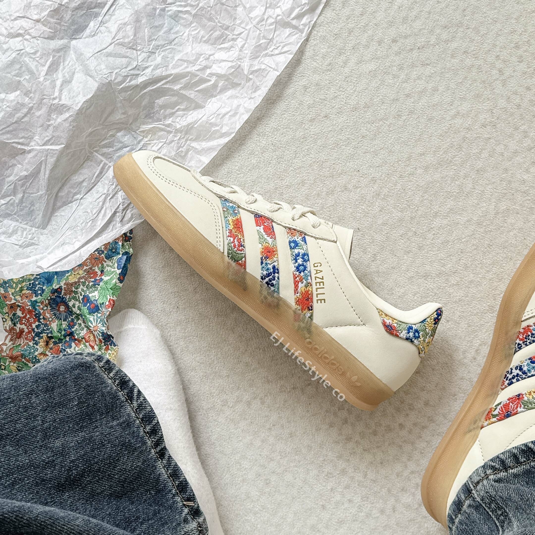 ADIDAS GAZELLE x LIBERTY LONDON 奶油碎花 米白 金標 刺繡 復古 女鞋 JH7370 / 現貨