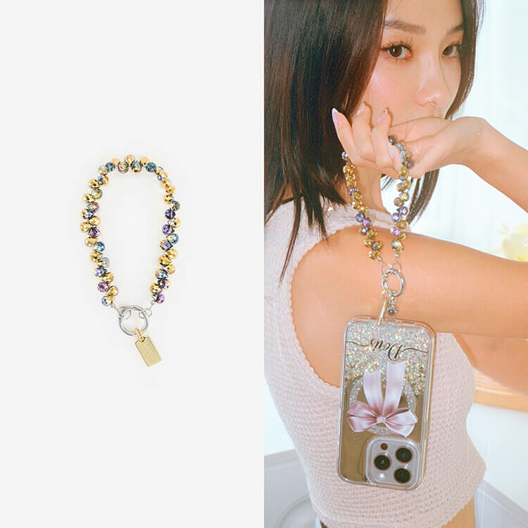 奢華水滴晶(神秘紫香檳金) 串珠手腕繩 短掛繩  串珠掛繩