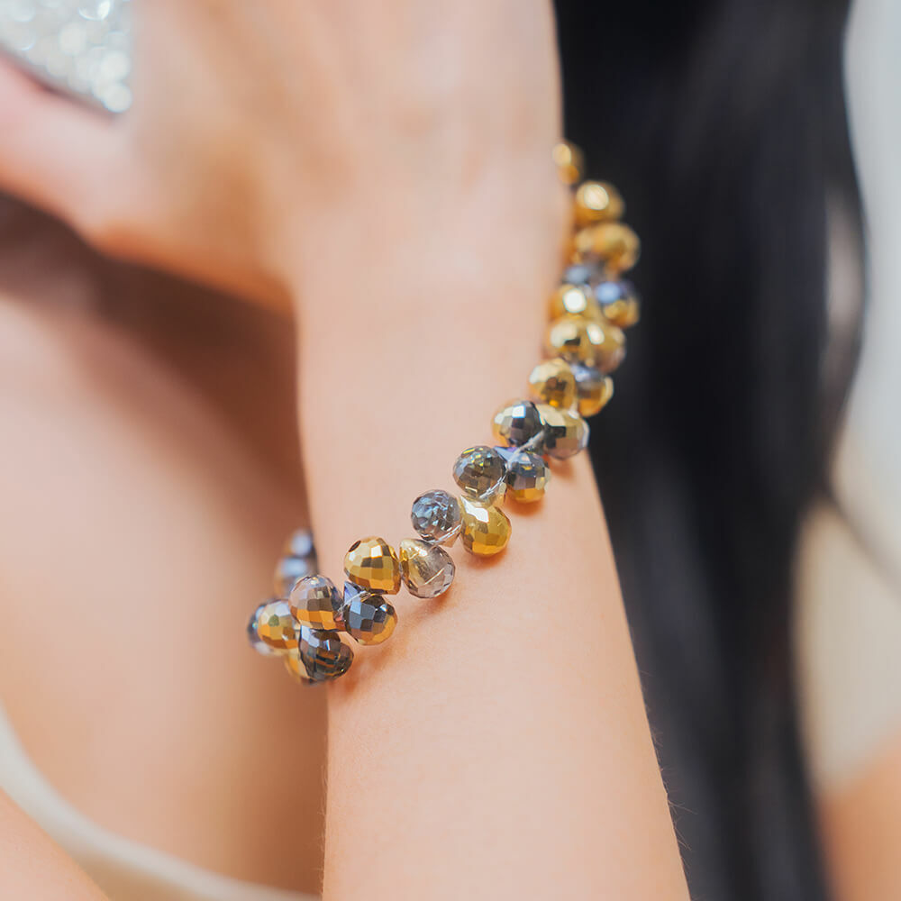 奢華水滴晶(神秘紫香檳金) 串珠手腕繩 短掛繩  串珠掛繩